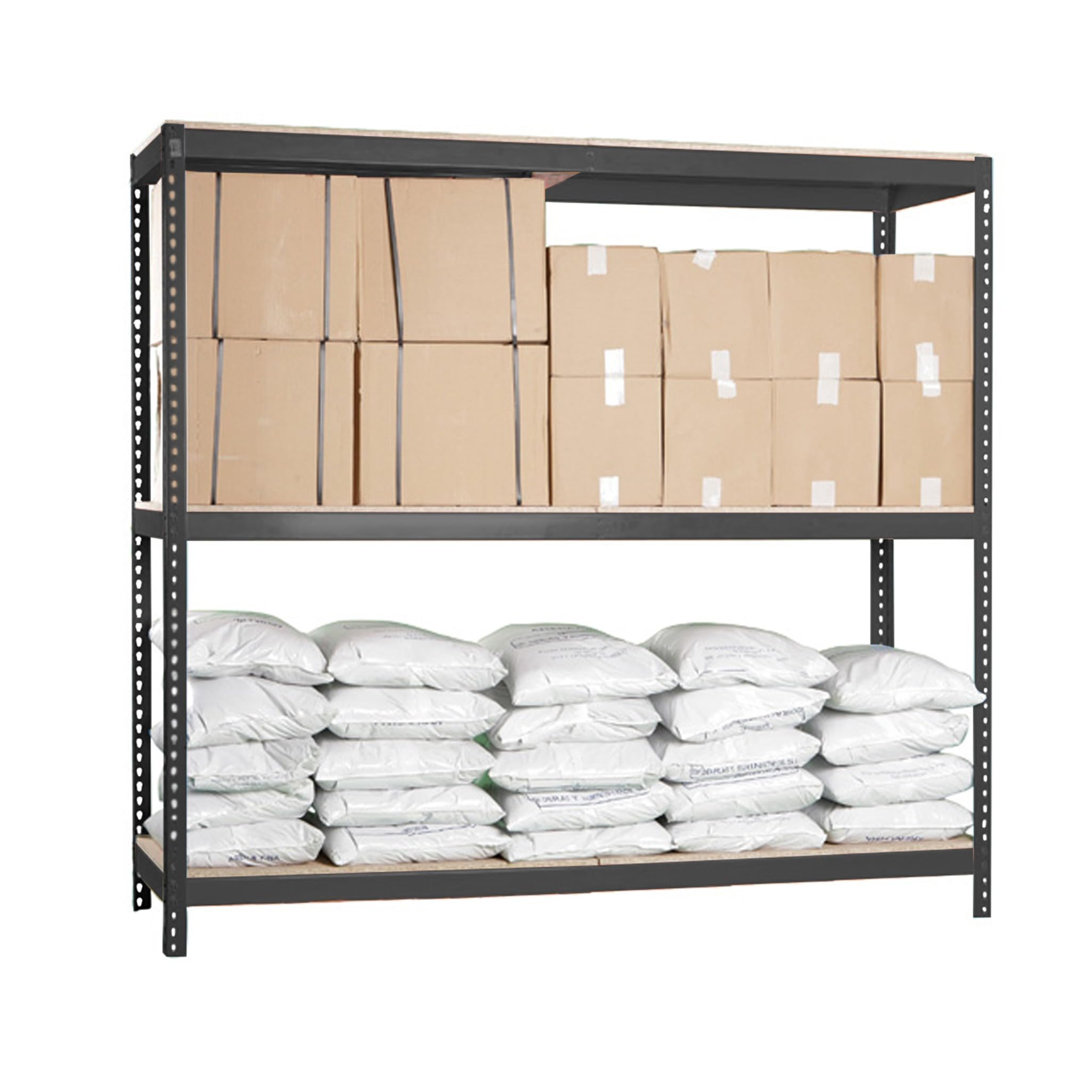 SimonRack Estantería Metálica Almacenaje, Sin Tornillos, 3 Baldas Madera, Alta Capacidad Carga 400 kg, 1500x1200x600 mm, Estantería Taller Garaje Trastero, Antracita/Madera | 3 Estantes Madera, 400 kg de Punto Flexión, Pintura anticorrosión, Antracita , M