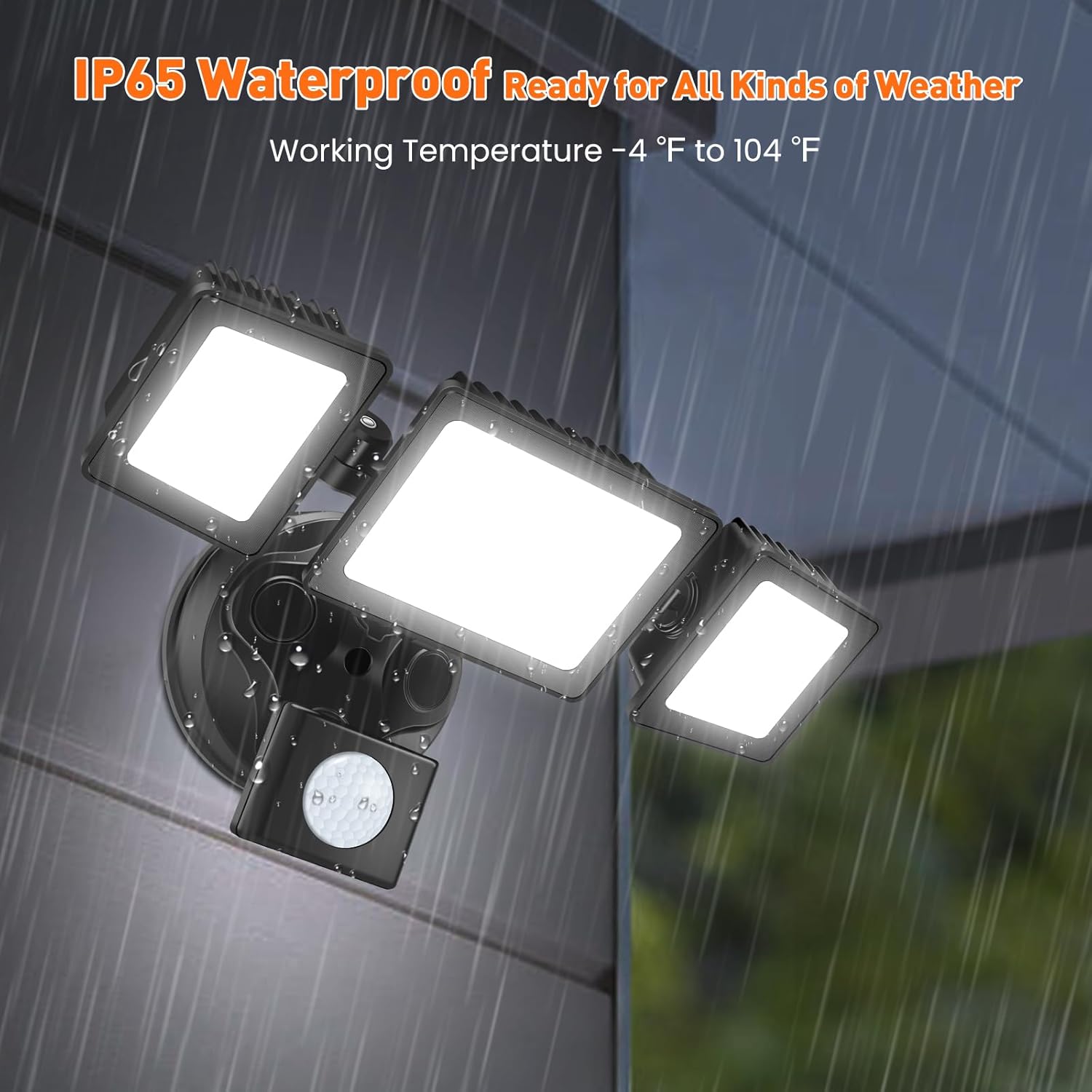 ALUSSO® LED Security Lights Motion Sensor, 36W 3000LM Flood Lights Outdoor Motion Sensor with Remote, Dimmable Brightness 3000K-6000K CCT IP65 3 Heads Outdoor Security Light for House Garage 2 Pack