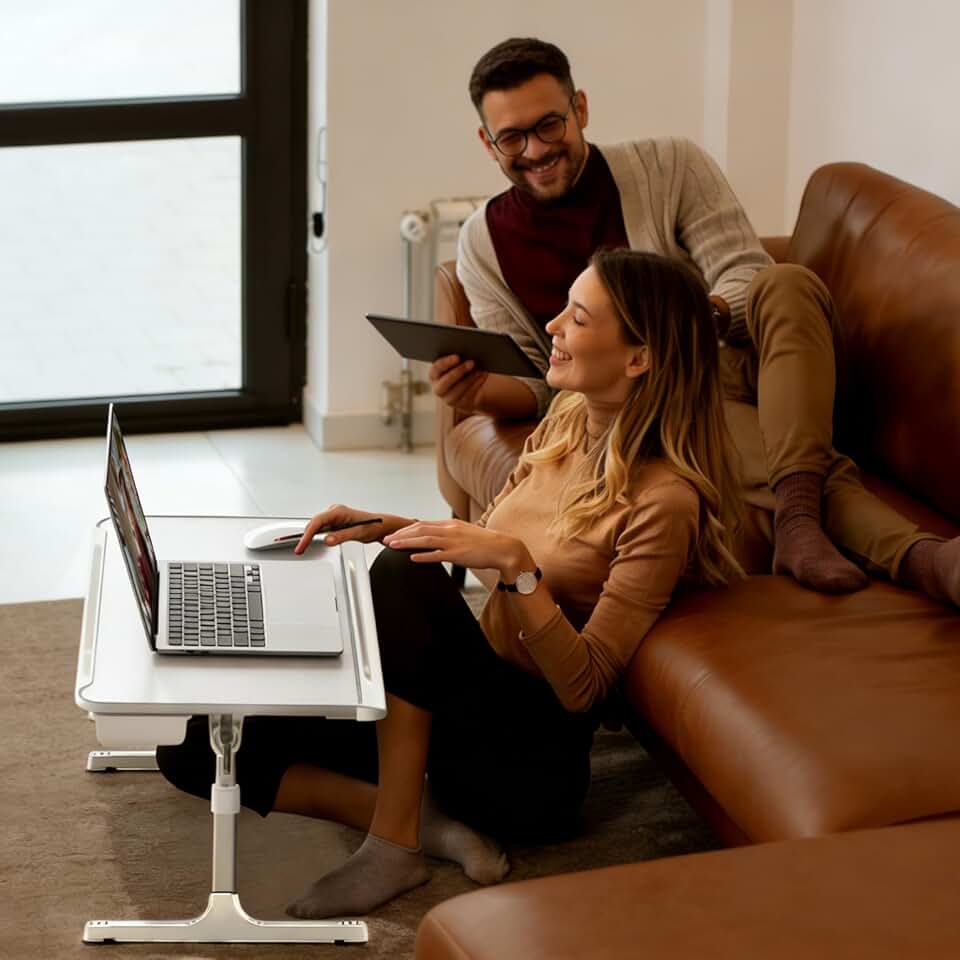 Mesa para Notebook, Mesa Portátil e Dobrável, Ajuste de Altura e Ângulo, 60x40CM, Ideal Para Cama, Sofá e Escritório para Apoio de Notebook