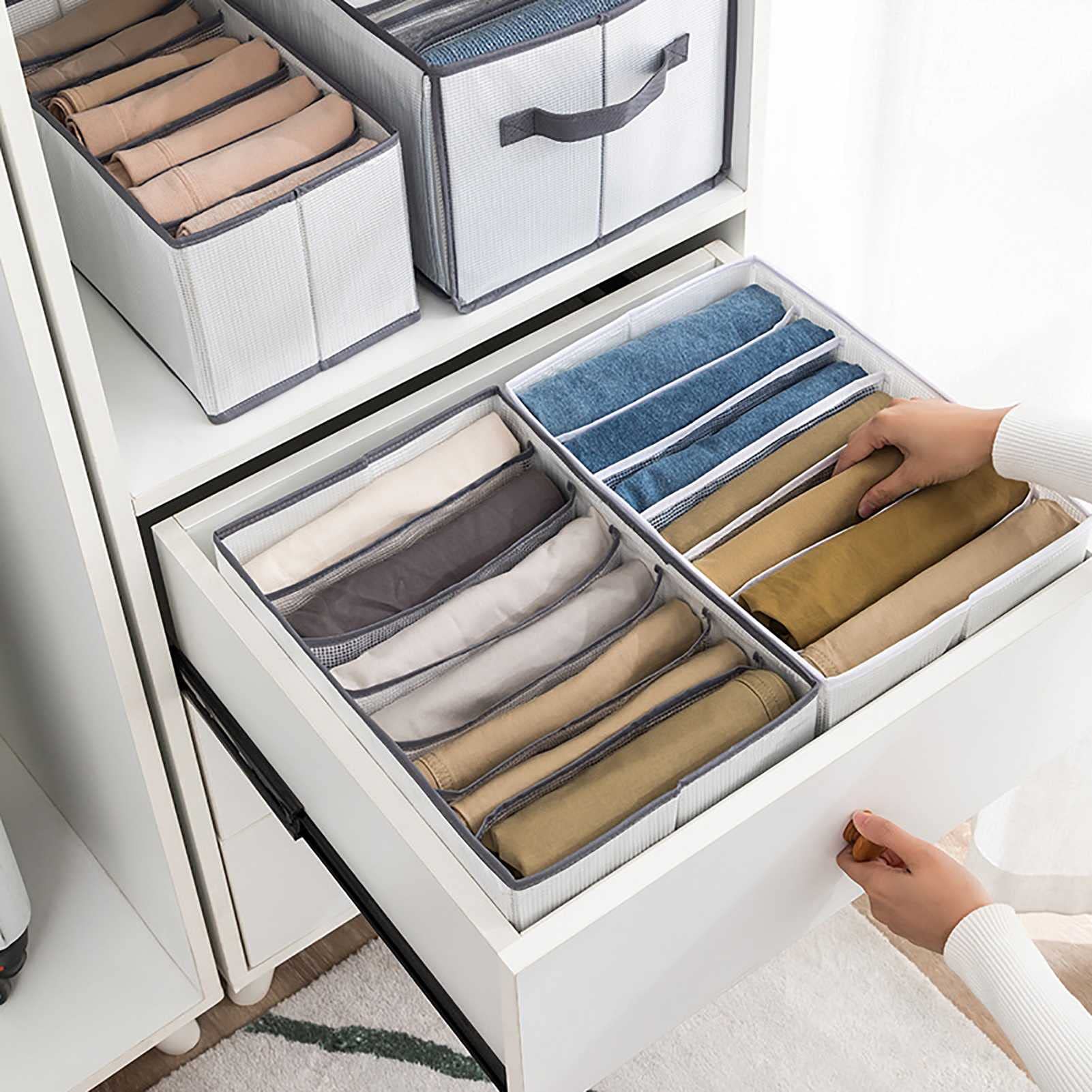Haute Qualité 4 PCS Organisateur de vêtements de garde-robe, pliable, facile à nettoyer, économiser de l'espace, tiroirs d'organisateurs de vêtements, armoire organisateur de vêtements for jeans (vers