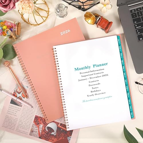 Miniatura 9 de Agenda mensual 2026 – Agenda mensual 2026, enero 2026 a diciembre 2026, 9 x 11 pulgadas, planificador de 12 meses, pestañas y bolsillo,