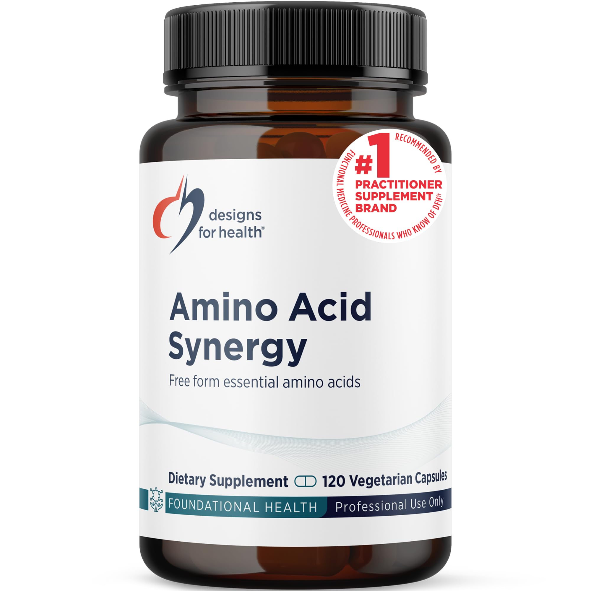Designs for Health Amino Acid Synergy - Vegetarian Essential Amino Acids Supplement with BCAAs, Alpha-Ketoglutarate, Methionine + B6 (P-5-P) - Support for Athletes + Muscles (120 Capsules)
