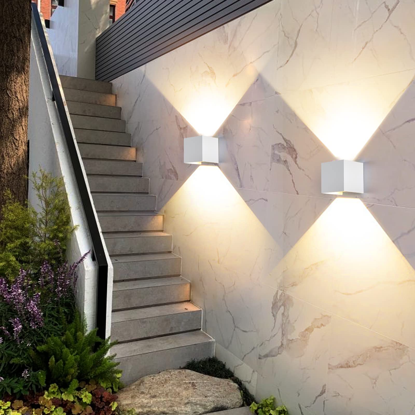 Applique da Esterno con 9W 4000K Bianco Naturale G9 Sorgente Luminosa Sostituibile Applique da Parete Interno IP65 Impermeabile Lampade da Esterno Angolo del Fascio Regolabile【2 Pezzi Bianco】