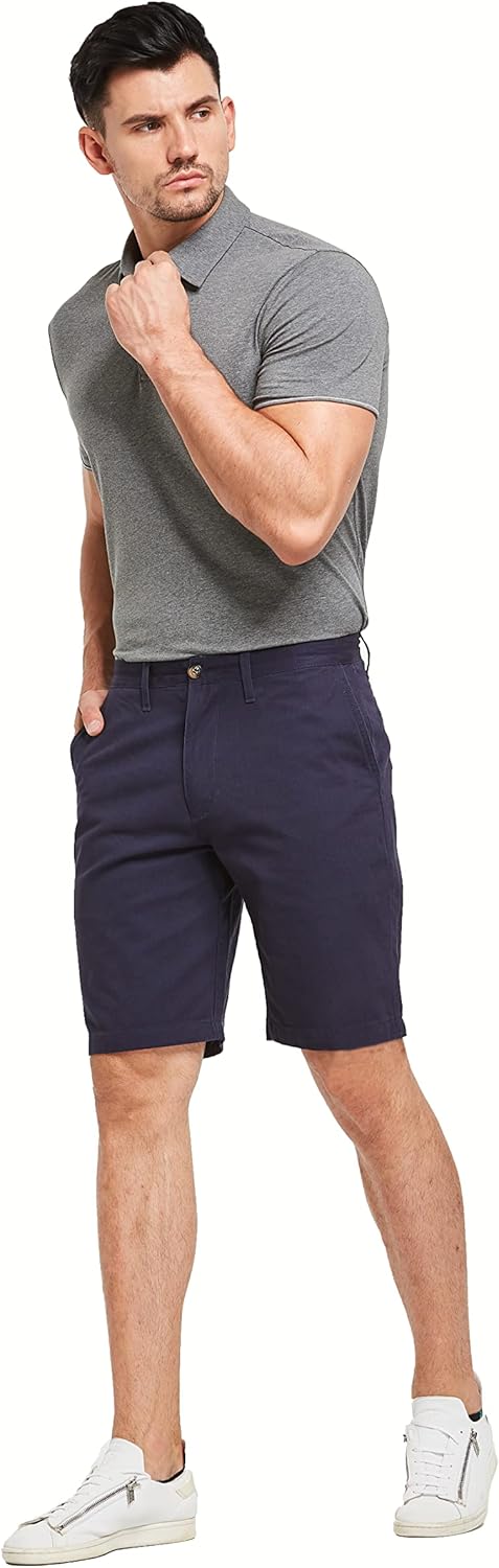 JustSun Mens Casual Chino Shorts Classic Summer 32 Blue