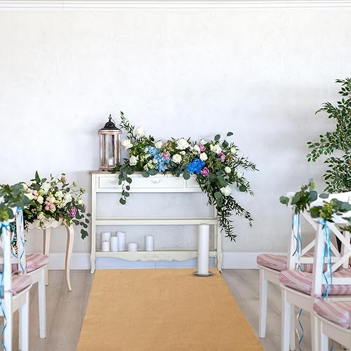 Miniatura 6 de Tudomro Camino de arpillera natural extra largo de 40 pulgadas x 50 pies para pasillo de boda de yute al aire libre para ceremonia de boda, alfombra