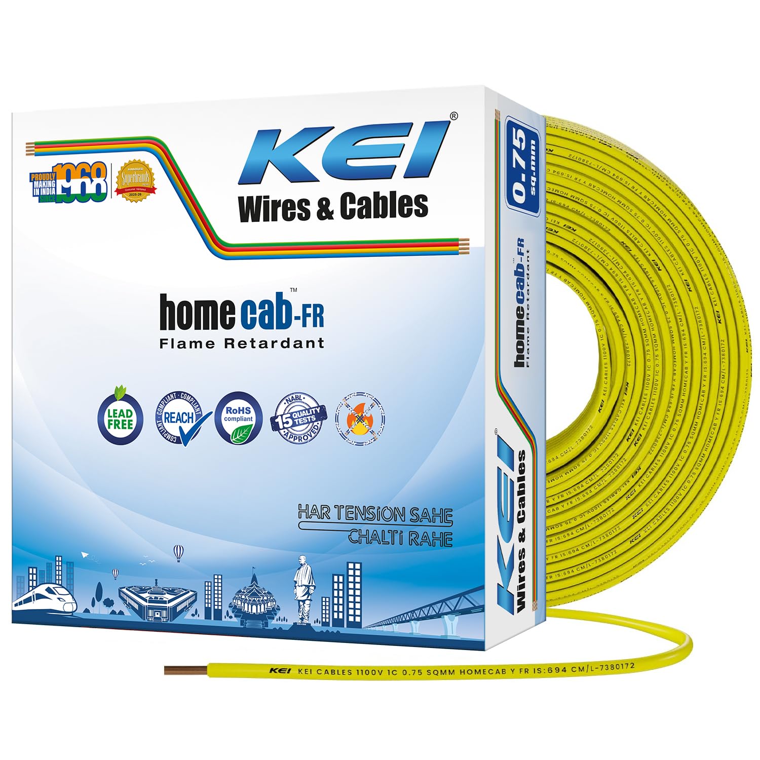 KEI WIRES & CABLES Homecab 2.5 sqmm 1 Core 99.97% Pure Copper Conductor Flame Retardant House Wire PVC Insulated Cable for Domestic & Industrial Electrical Wiring (Red, 90 Meters) — Amazon image 13