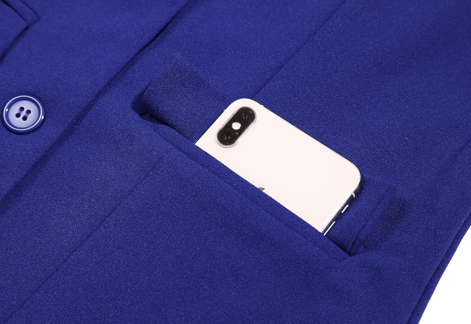 Women's Blazers & Suit Jackets Button Front Jacket with Pockets Blue - Image 6