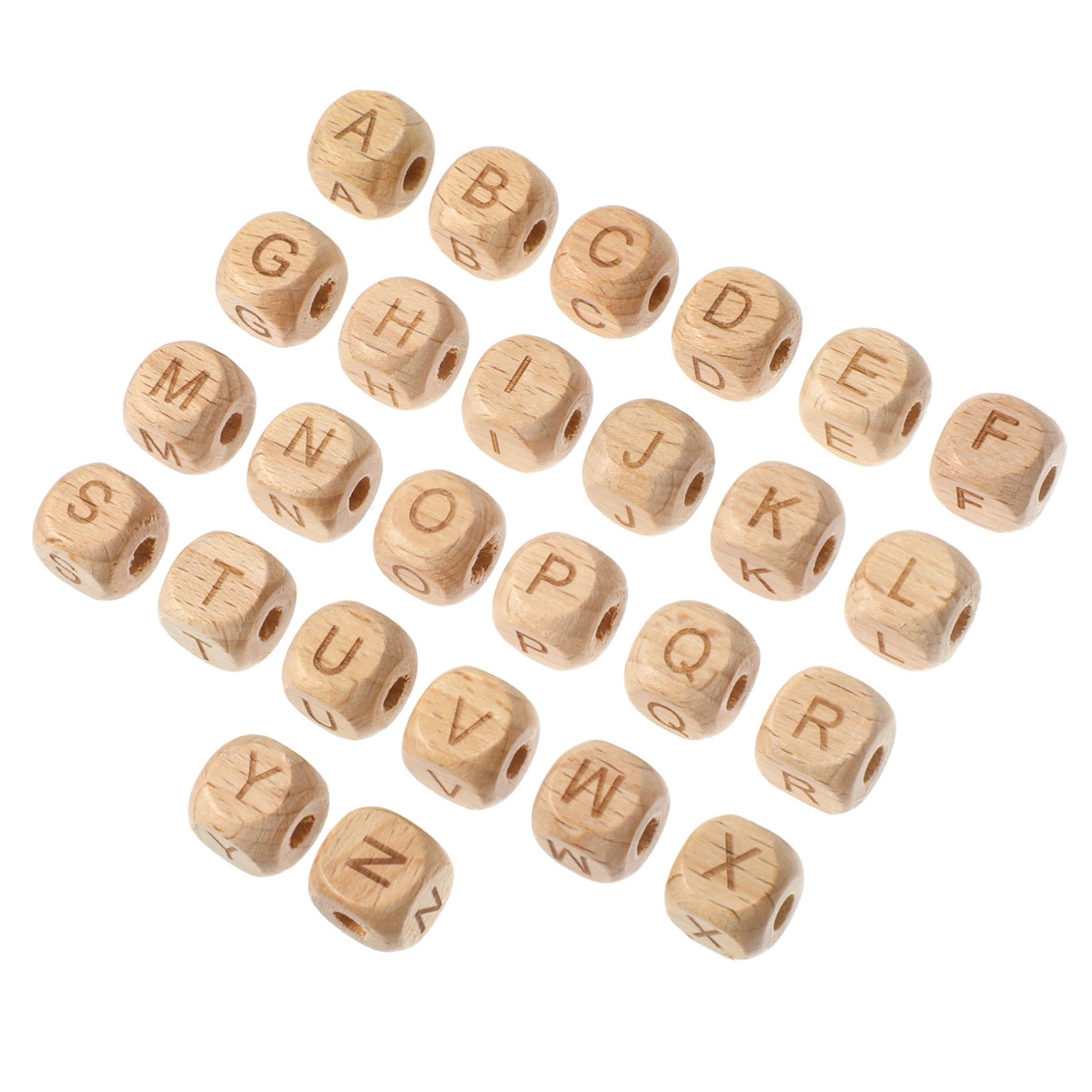 VILLCASE 260 Cuentas Cuadradas de Madera de Haya Beige para Pulseras y Manualidades, Seguras para Niños y Hechas a Mano en Pack Suelto