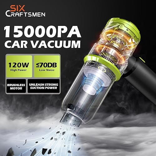 Miniatura 2 de Aspiradora de mano para automóvil con potencia de 15000 PA, aspiradora inalámbrica 4 en 1 pequeña y potente y plumero de aire con batería de 2000