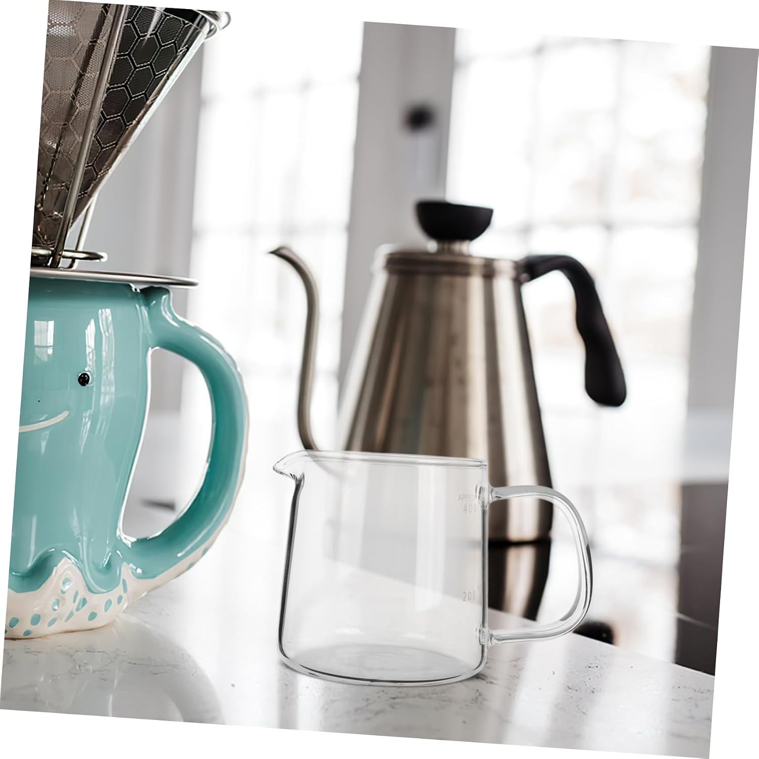 SOLUSTRE Borosilicate Glass Coffee Carafe Heat Resistant Coffee Server for Home Office Use for Hand Drip Elegant Design with High Transparency