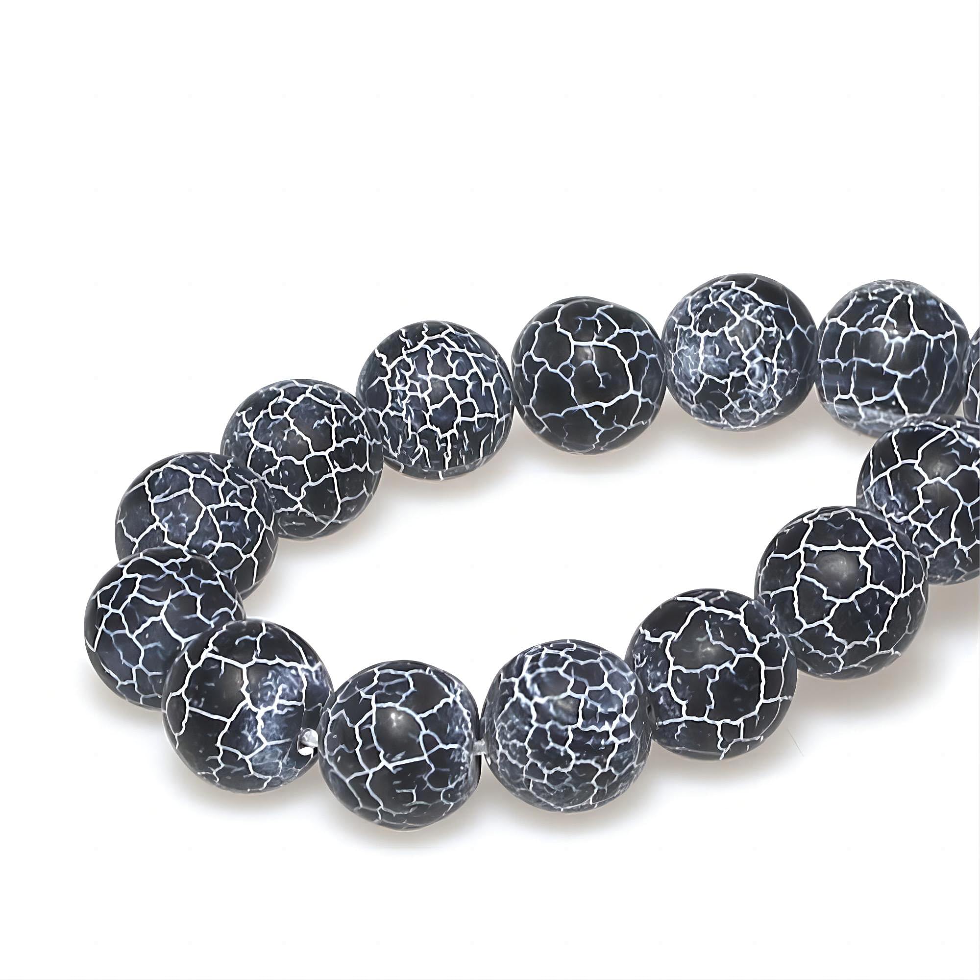 100 Perline Di Agata Nera Naturale - 8mm Tonde, Foro 1mm, Per Bracciali E Collane Fai Da Te - Foto 2