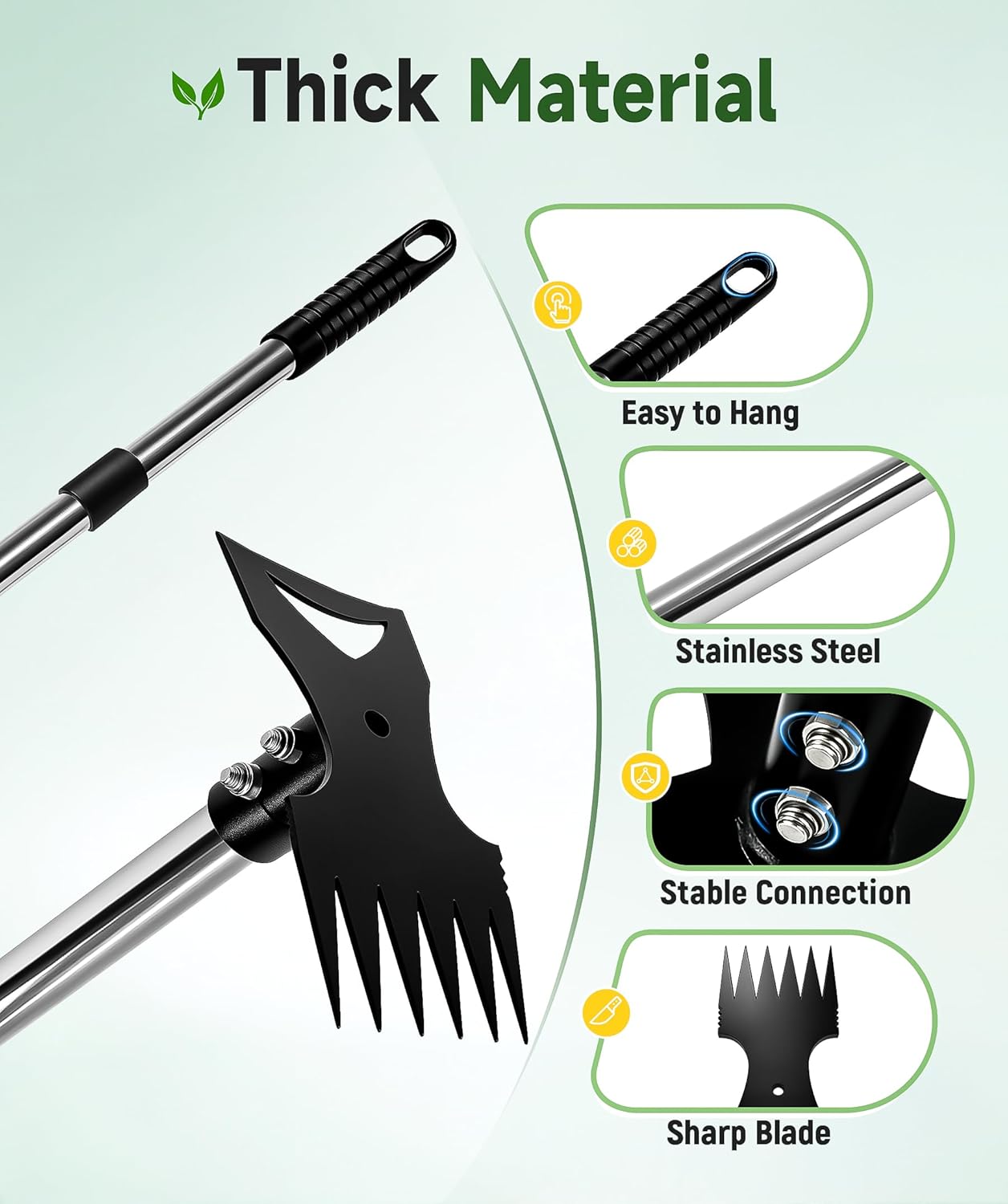 71in Weed Puller Tool with Long Handle, 2 in 1 Heavy Duty Garden Hoe and Hand Weed Rake, Adjustable Manual Weeders for Uprooting with Gloves for Gardens, Lawns, Yards