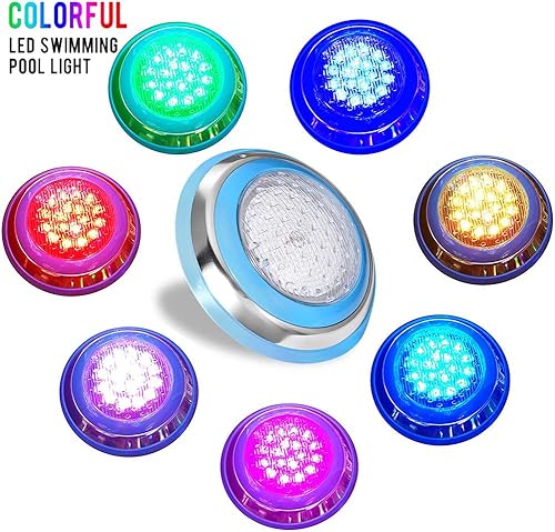 Miniatura 2 de Luces LED subacuáticas para piscina, acero inoxidable, 47 W, cambio de color, 12 V, CA, montaje en pared, impermeable, IP68 con control remoto