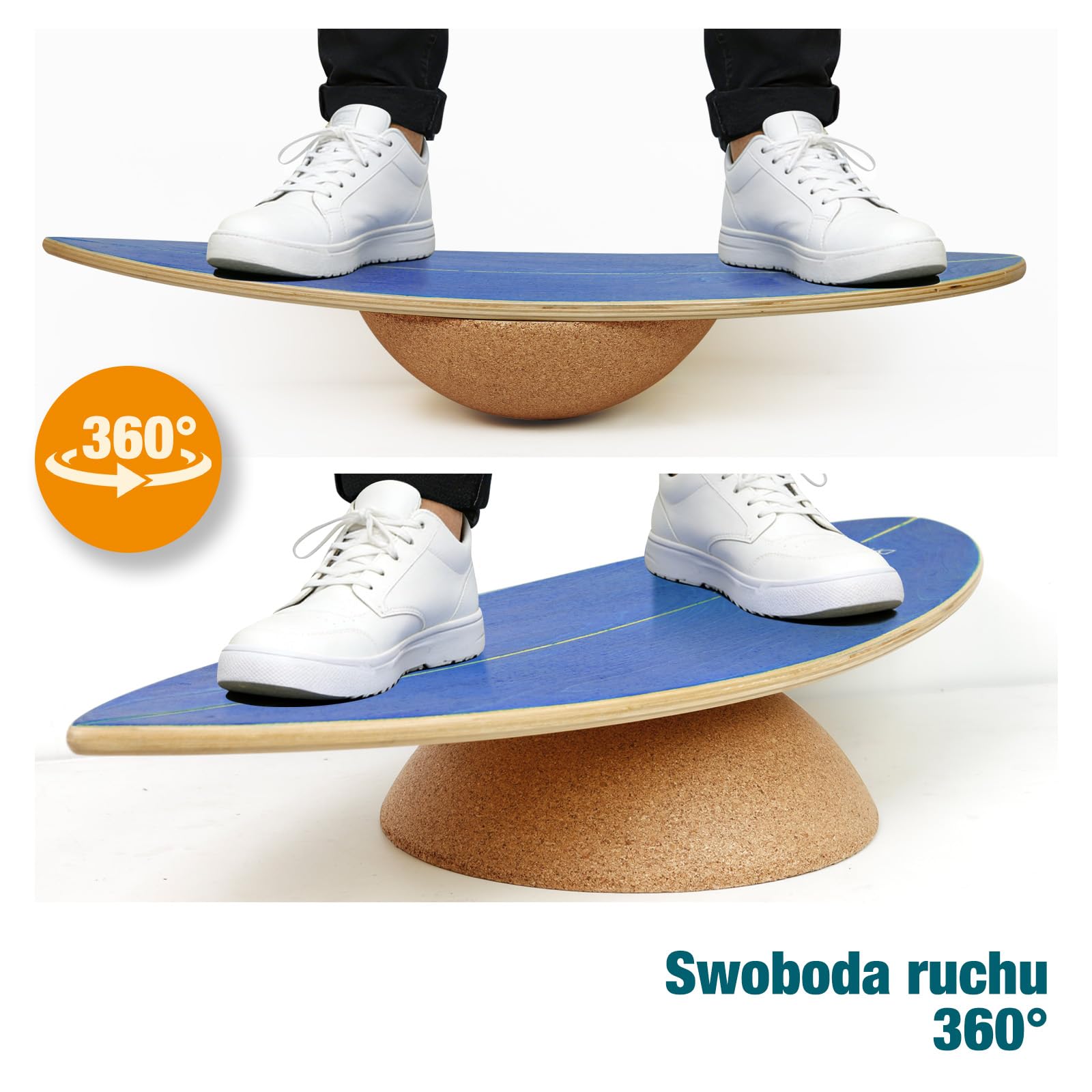 DH FitLife Półkula Korkowa do Deski do Balansowania dla Dorosłych | 30 x 10 cm | 360° Half Balance Ball | Pasuje do Wszystkich Desek do Surfowania | 100% Naturalny Korek i Antypoślizgowa