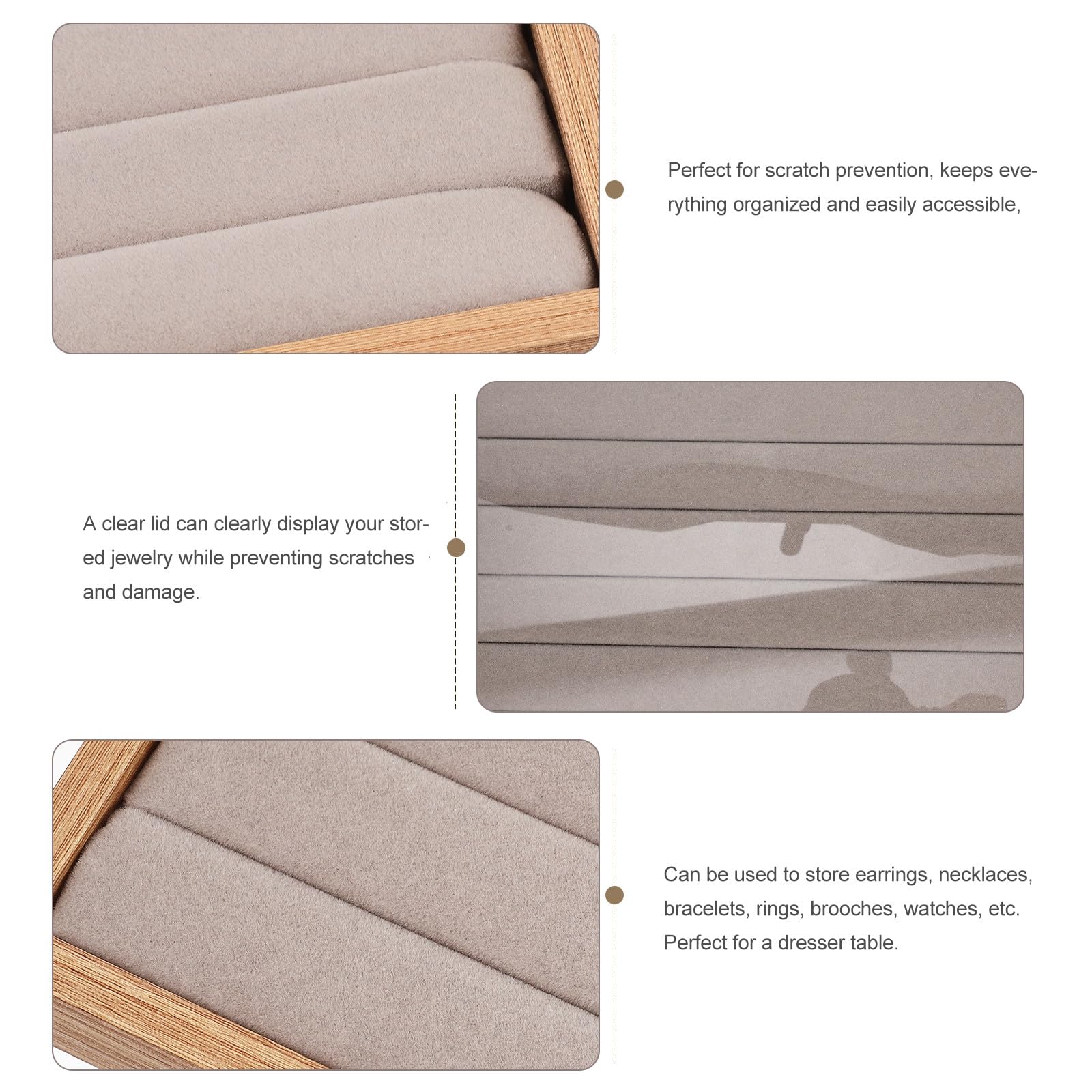 Happyyami Ring Organizer Box, Scatola per Gioielli in Vetro e Legno con Accesso Facile, per Regalo di Matrimonio e Anniversario