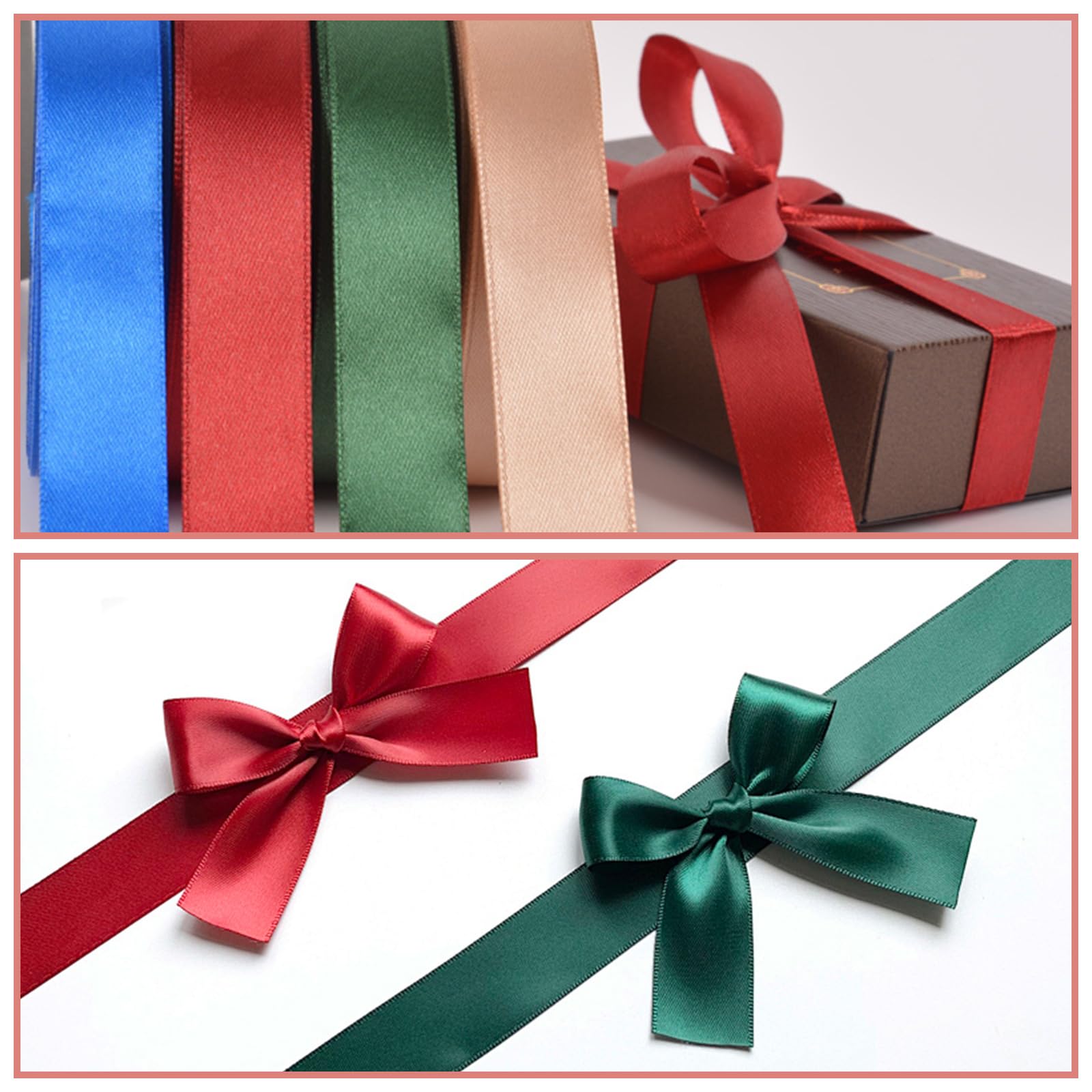 Regenbogen-Satinband in 20 Farben, 457 m, 3,8 cm x 22,7 m, insgesamt 457 m, buntes Stoff-Satinband-Set, verschiedene Bänder für Geschenkverpackungen, Halloween, Weihnachten, Hochzeit,