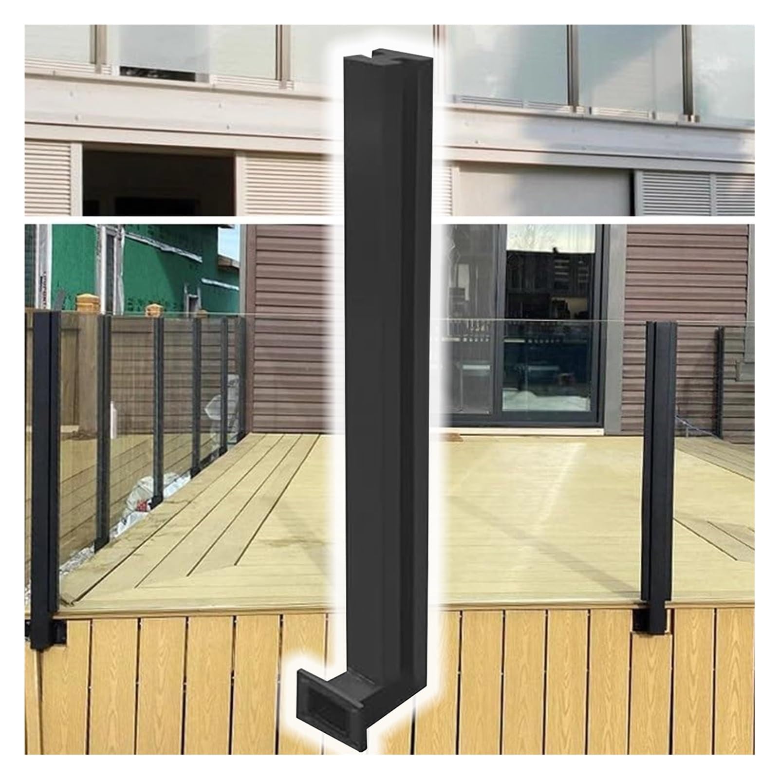 Poteau garde-corps en verre pour terrasse extérieure et brise-vent chic