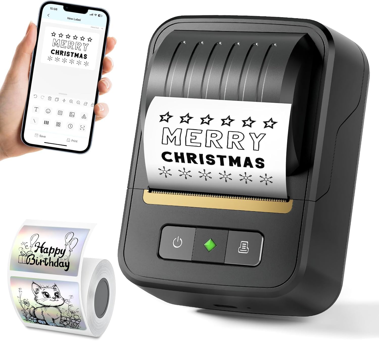 Byeodio Label Maker Machine with Tape, Bluetooth Label Makers, Portable Thermal Label Printer Easy to Use for Small Business, Home Organization, Office, School, Sticker Printer for Phone
