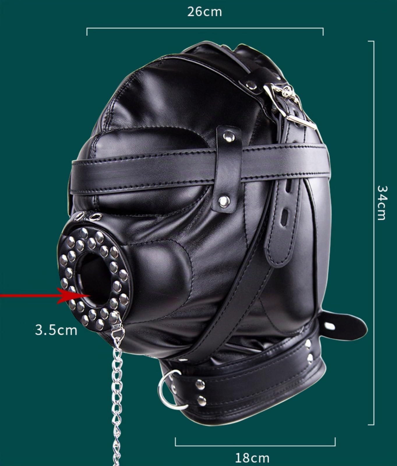 Générique Masque intégral en cuir noir avec cache-bouche amovible, cagoule punk tendance pour les soirées-FRRT02