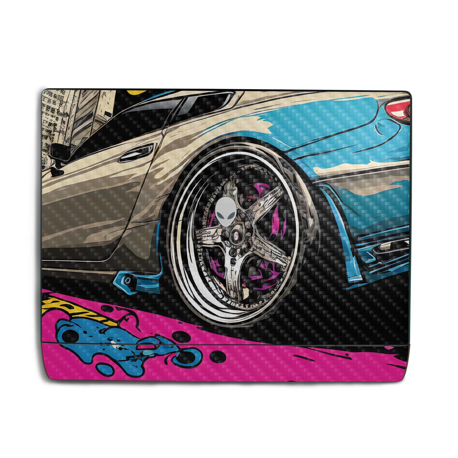 Carbon Fiber Laptop Skin Compatible with Alienware 18 Area-51 (2025) - Street Racer - Premium 3M Vinyl Protective Wrap Decal Cover - Easy to Apply | Crafted in The USA by MightySkins