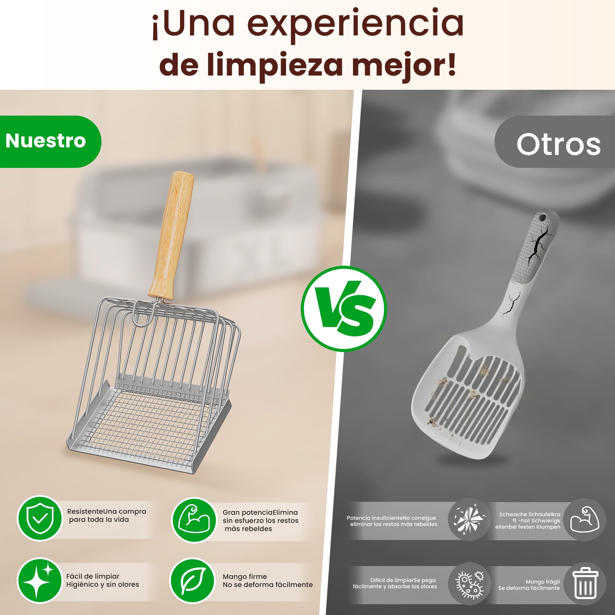 Arenero Gato Acero Inoxidable, XXL Arenero Gato Grande con Bordes Altos & Entrada Baja, Caja Arena para Gatos sin Tapa, Antiderrames Antifugas con Cierre a Presión, con Rejilla,Tapete