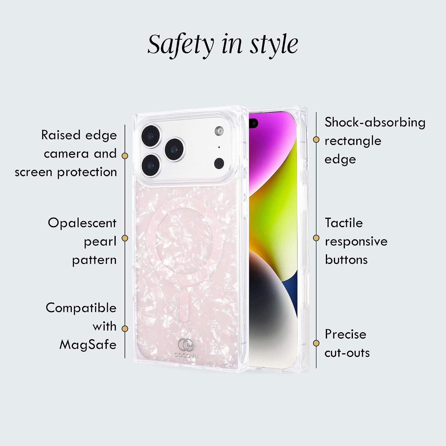 COCOMII Rectangle Case for iPhone 17 Pro Max, Compatible with MagSafe, Pink Opal