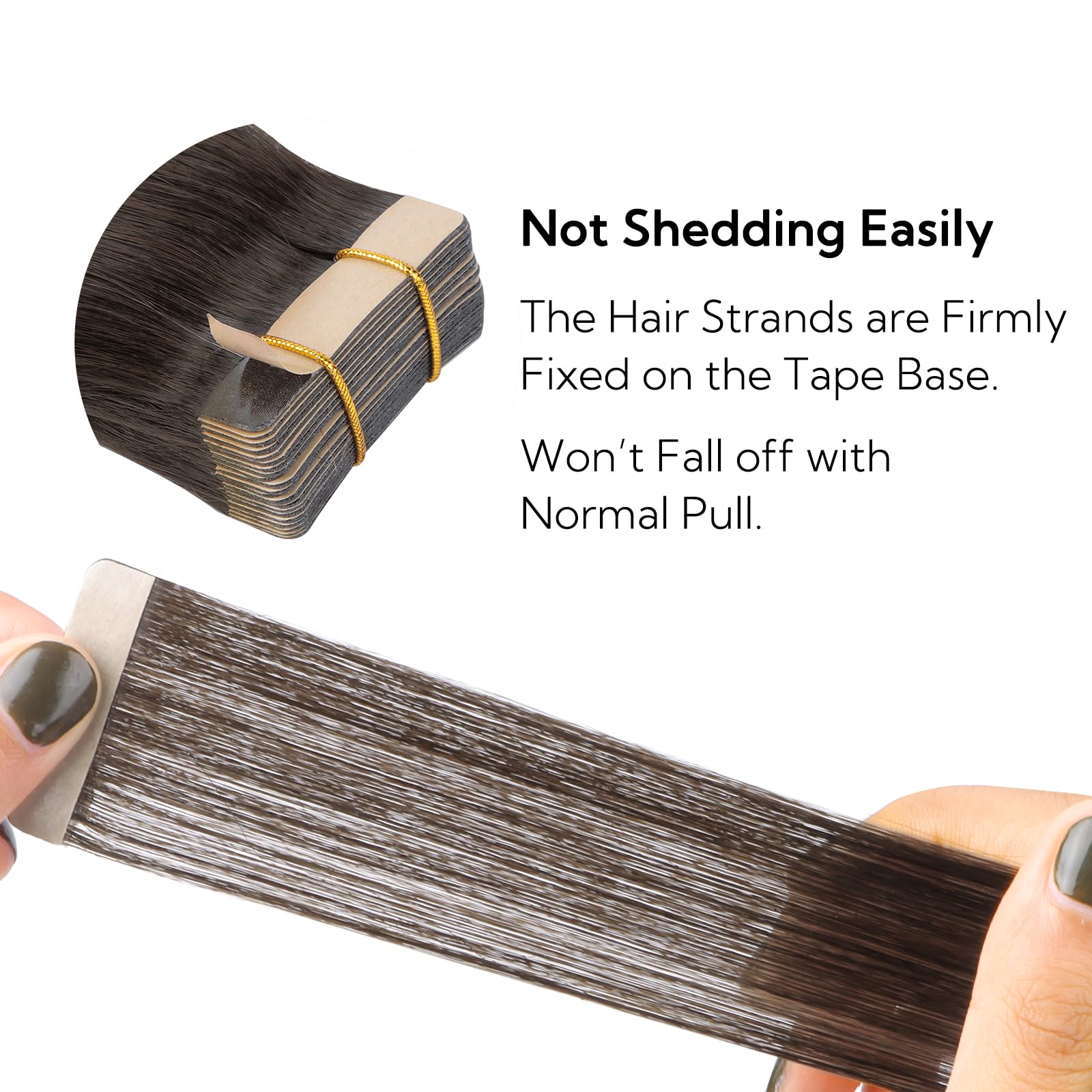 HOTBANANA Extension Capelli Veri Biadesivo, Marrone Scuro Extension Biadesive Capelli Veri Lisci 45cm 20pcs Remy Tape in Hair Extensions 50g