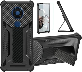 Case Compatible for Nokia C5 Endi Phone Case Stand Cover [with 1* TempeBlack Glass Screen Protector] Hybrid Case [Folding Support Magnetic] [Frosted Anti-Fingerprint] ZJBB-Black