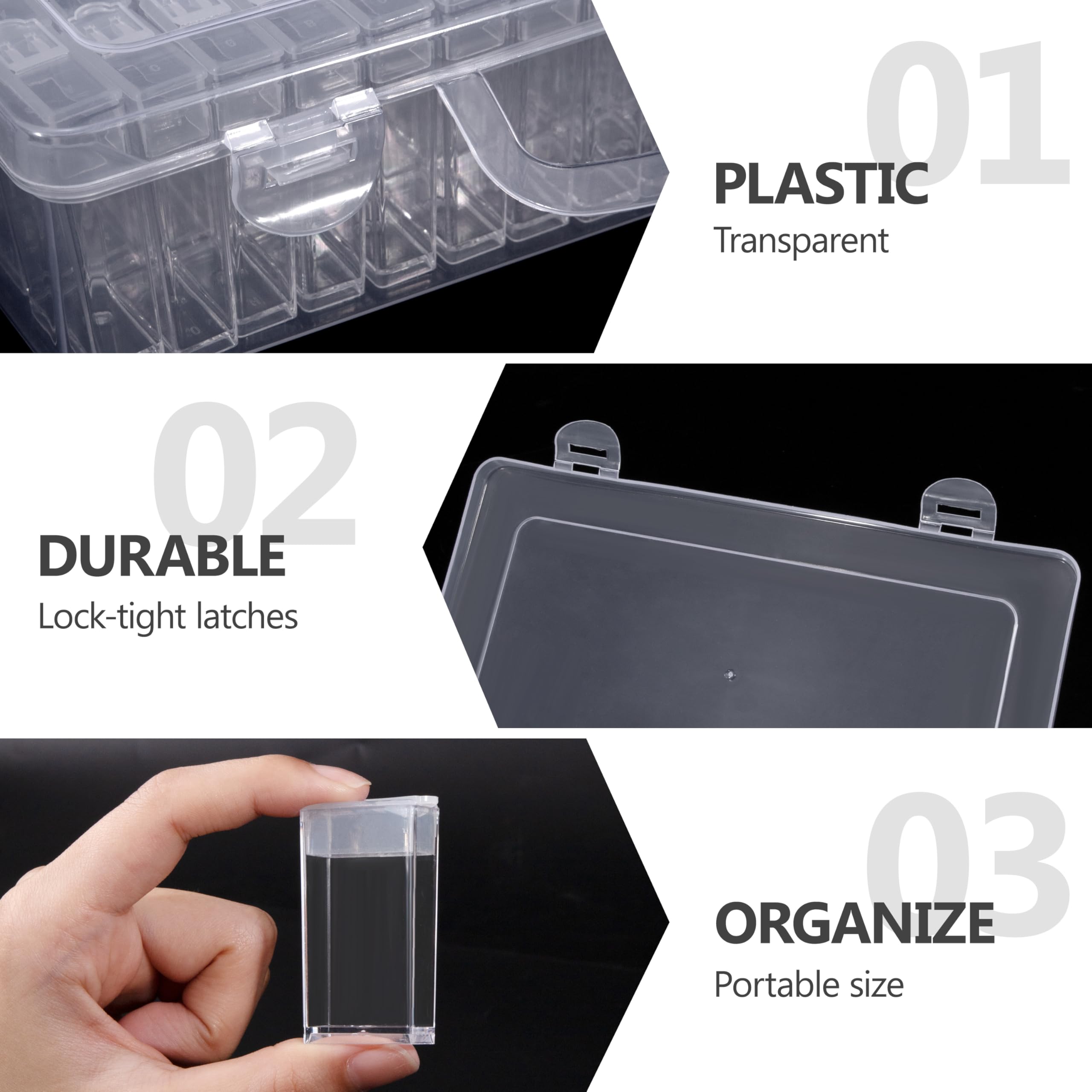Boîte De Rangement 64 Cases Transparente Pour Peinture Diamant Et Perles - Avec étiquettes Autocollantes - Organisateur DIY