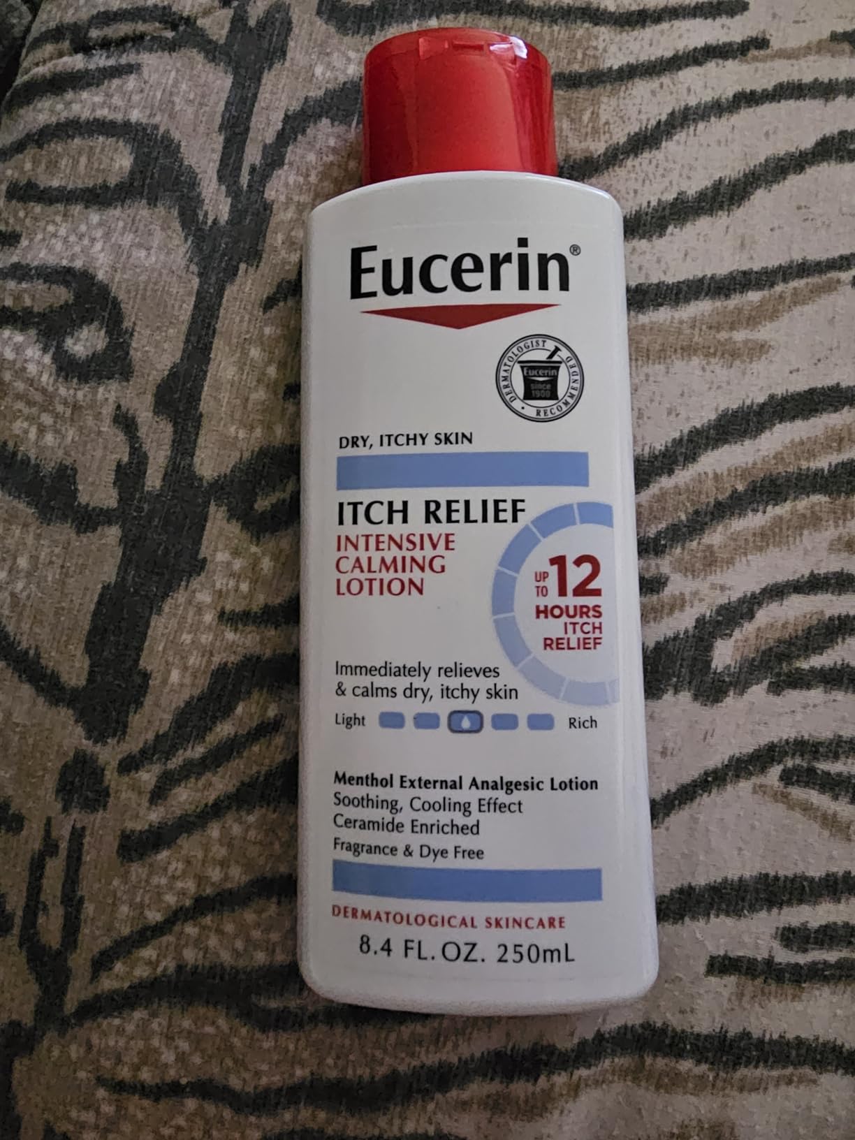 Eucerin Itch Relief Intensive Calming Lotion, Itch-Relieving Lotion for Sensitive Dry Skin, 8.4 Fl Oz Bottle