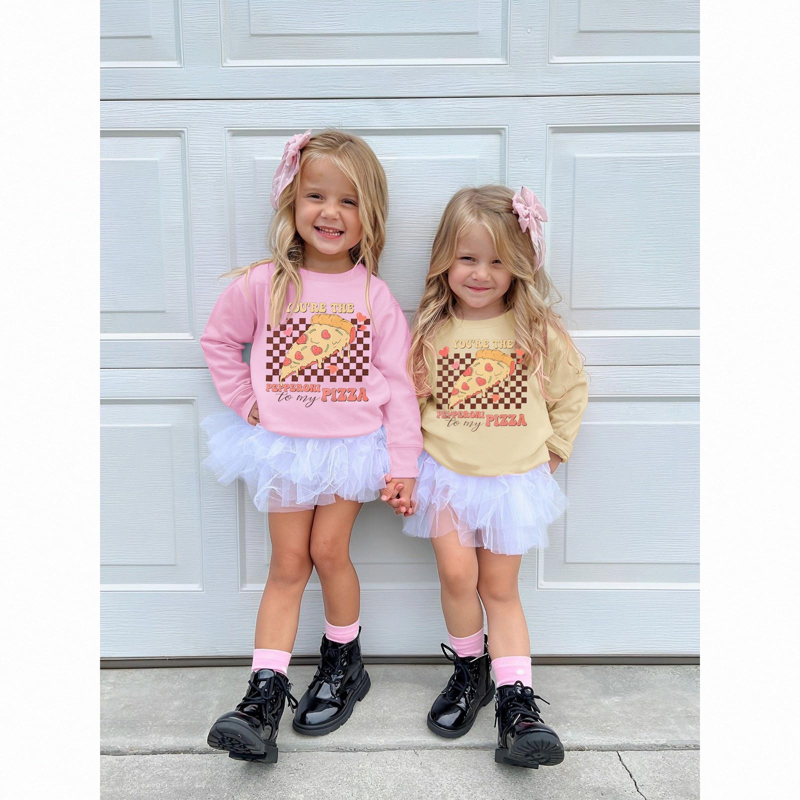 CM C&M WODRO Toddler Baby Girl Valentine's Day Sweatshirt Funny Pizza Love Print Outfit Long Sleeve Shirt Pullover Top