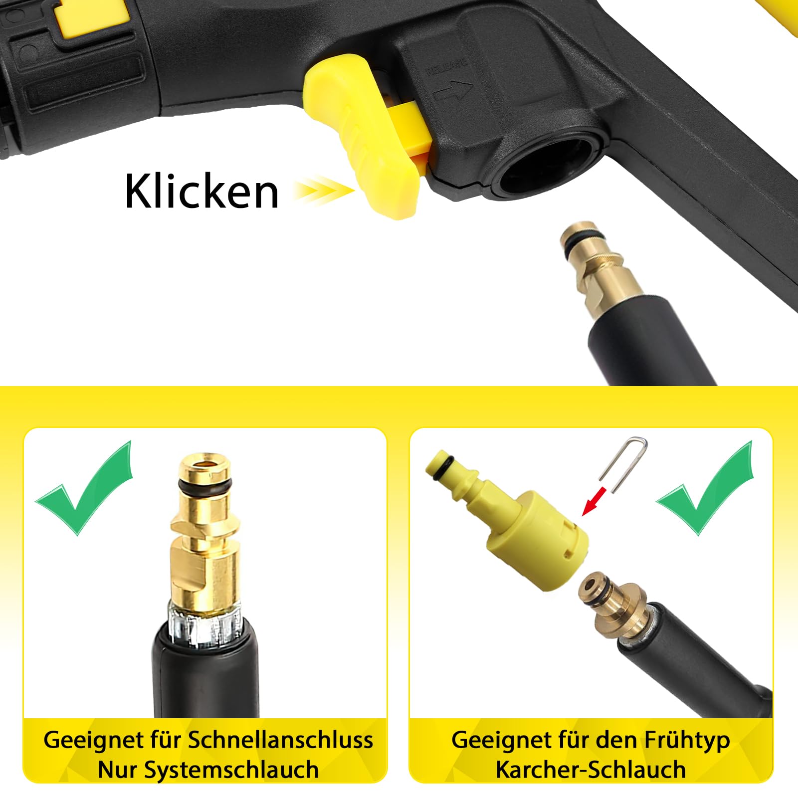 2175 PSI Trigger Gun Kit, jako zamiennik myjki wysokociśnieniowej Karcher K2 K3 K4 K5 K6 K7 wąż szybkozłączka z regulowaną dyszą natryskową