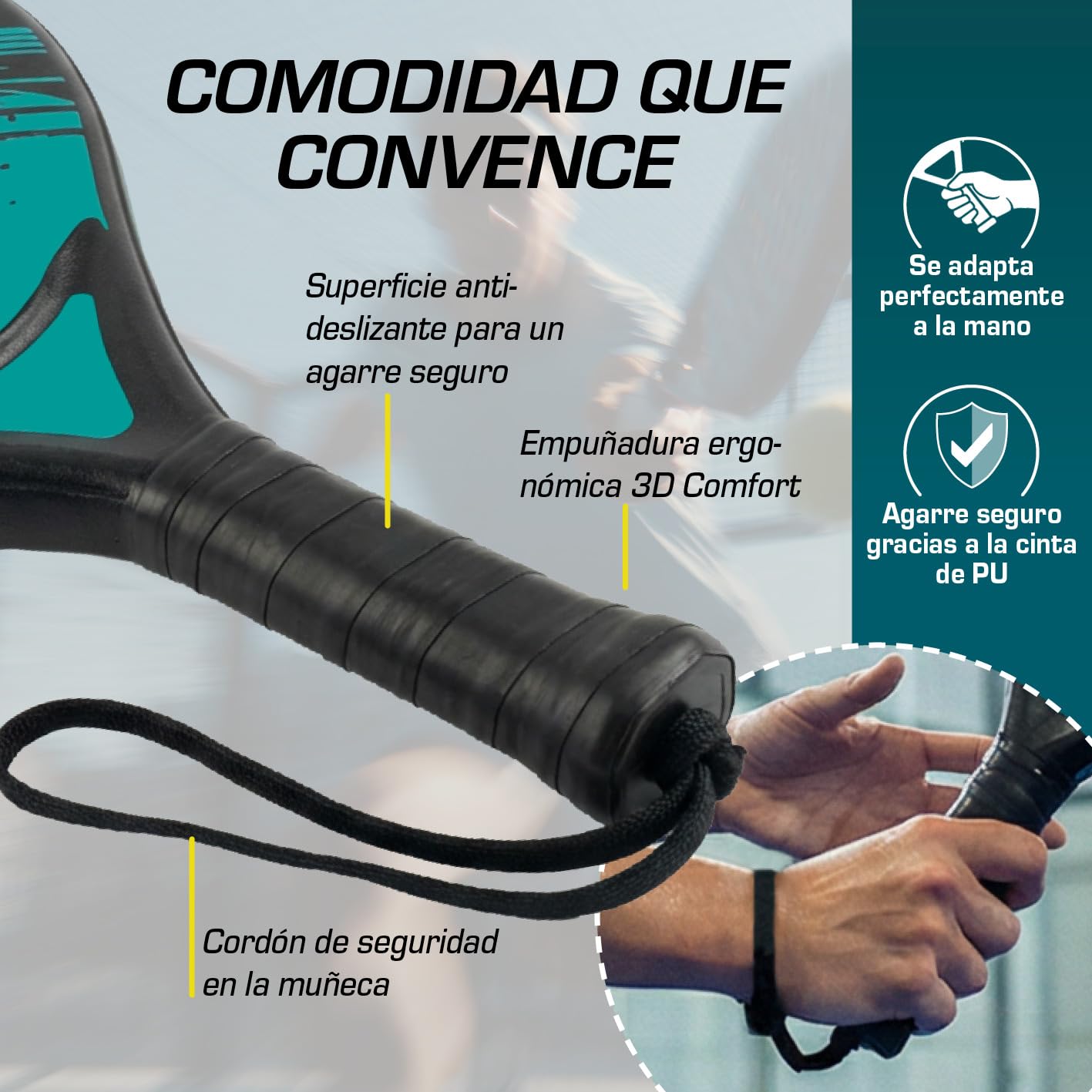 #DoYourSports Set de Palas de pádel | Set de iniciación con Palas de pádel, 2 Palas Ligeras para pádel con Pelota y Red | Empuñadura Antideslizante Ideal para Entrenar y el Tiempo Libre