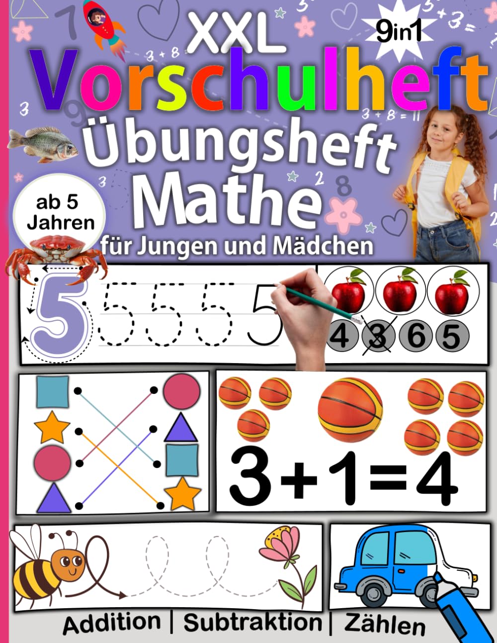 XXL Vorschule Übungsheft Mathe: Spielerisch Zählen, Formen und erstes Rechnen lernen für Kinder ab 5 Jahren