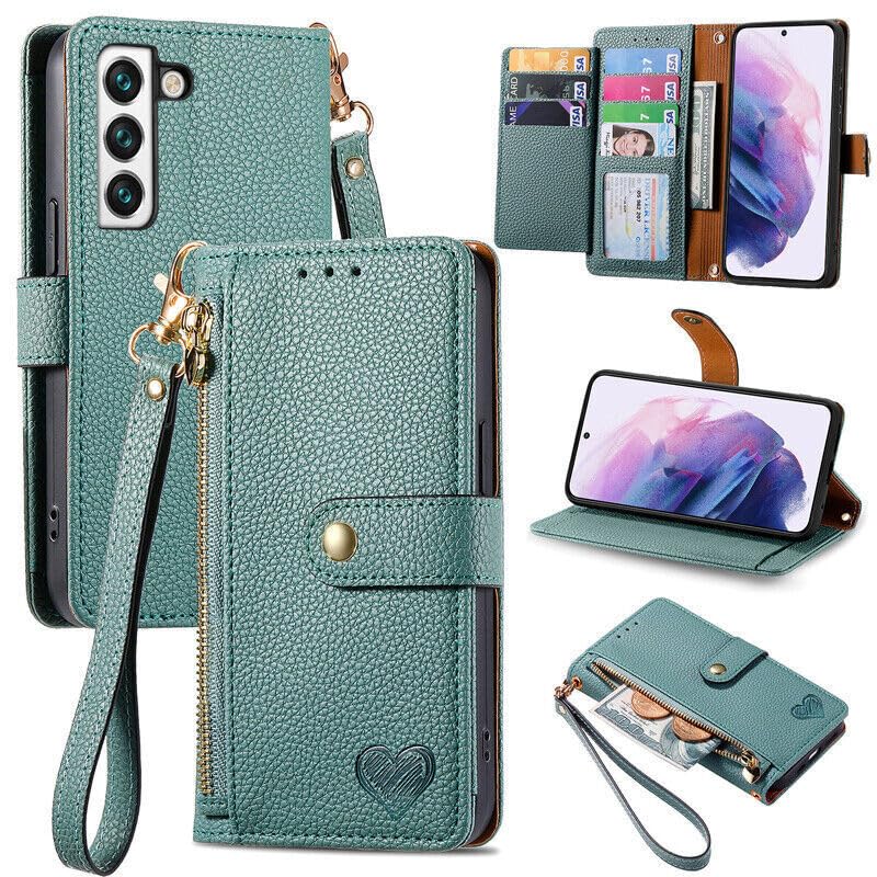 Pochette portefeuille Galaxy S25 vert pour sorties et trajets