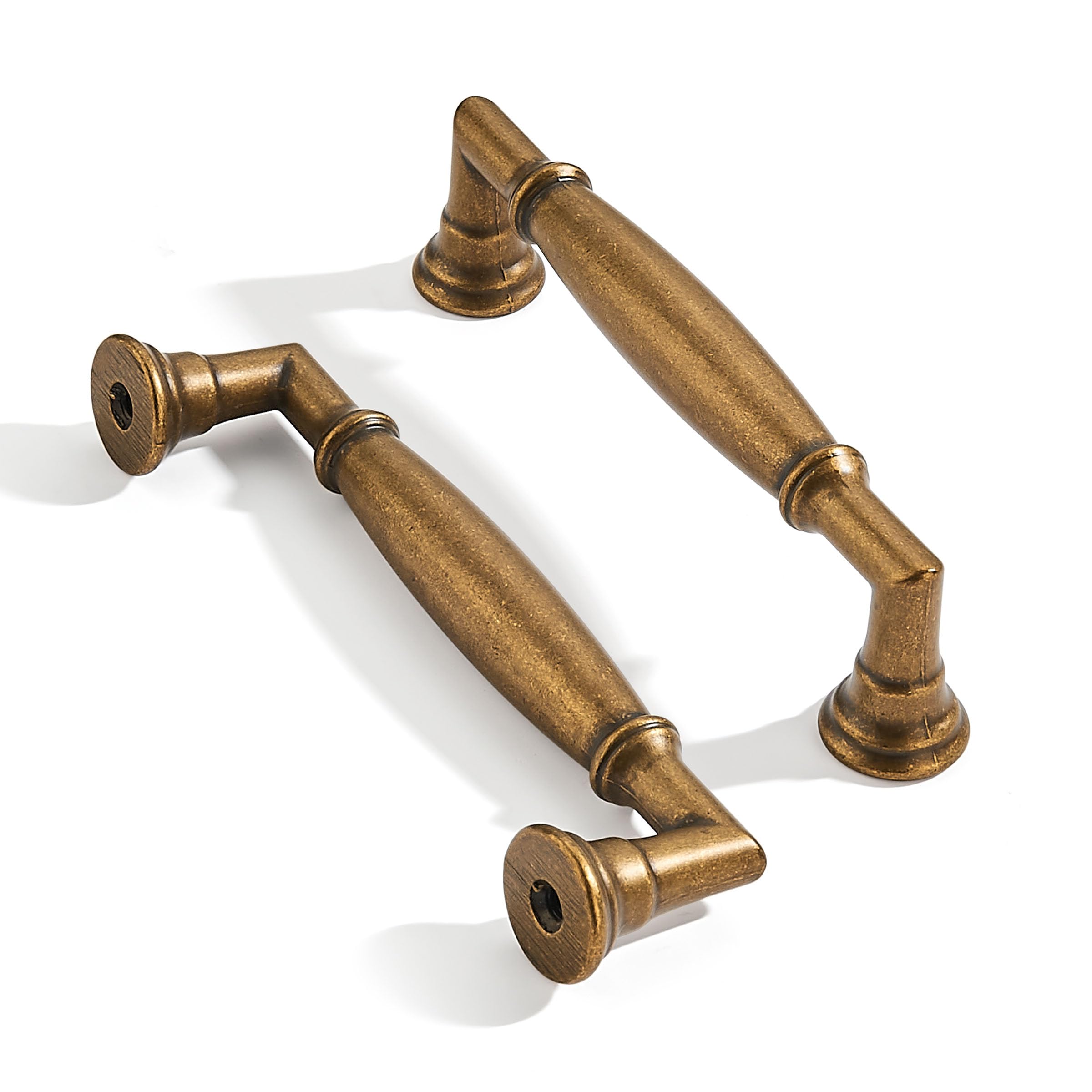 ZAUYX 10 Pack 3-3/4 Inch Hole Center Vintage Antique Brass Cabinet pulls Solid Heavy Duty Aged Bronze Cabinet Pull Cabinet Handles Kitchen Cabinet