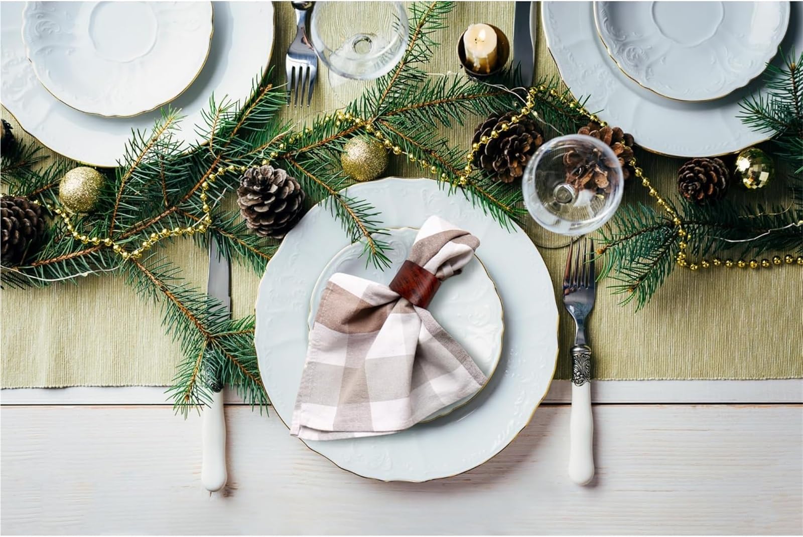 Lot de 24 ronds de serviette en bois pour support de table à manger, décoration de table de vacances