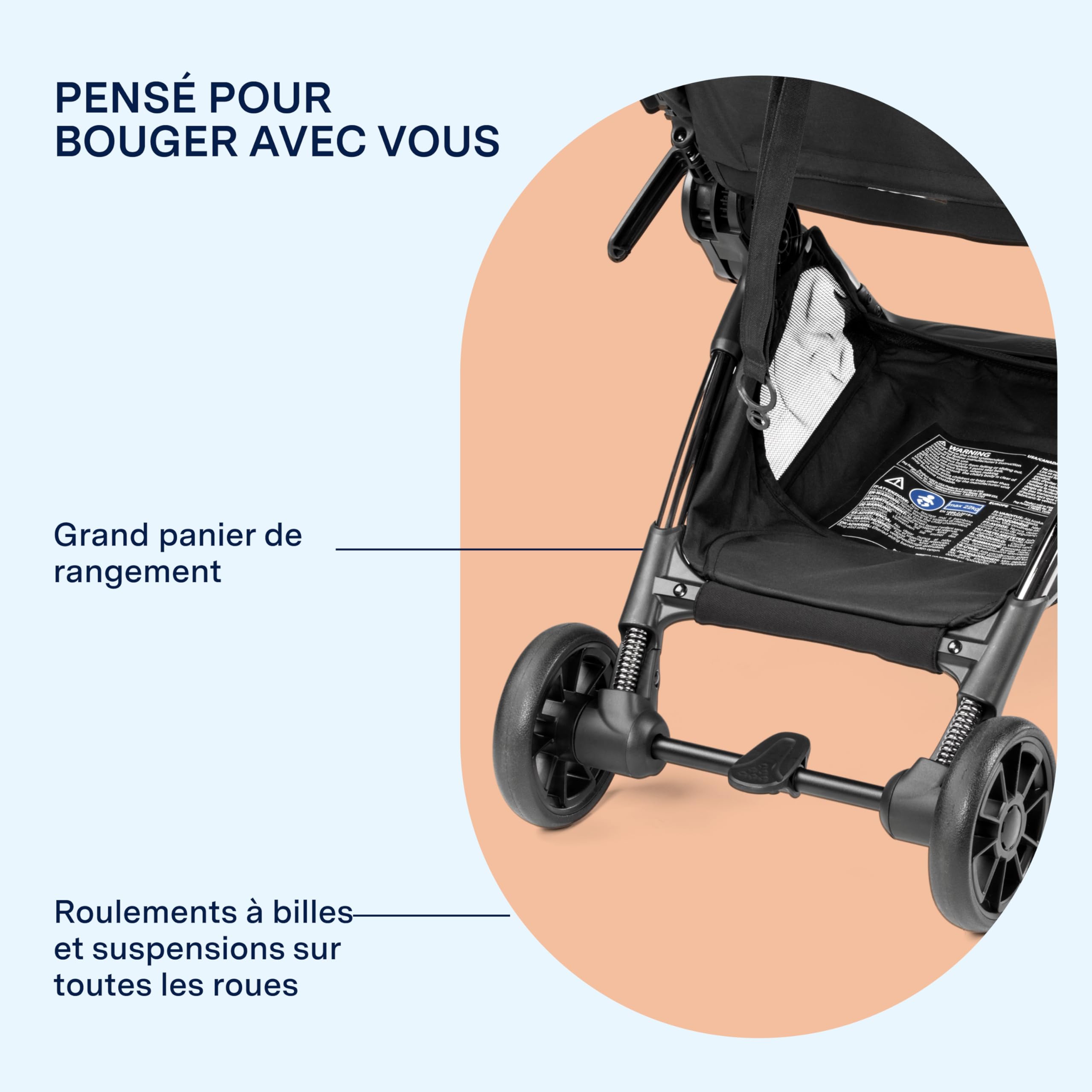 PEG Poussette Légère Volo avec Habillage Pluie, Format Cabine Avion, Ultra Compacte, Dès la Naissance jusqu’à 22 kg, Sac de Transport Inclus, Tahiti