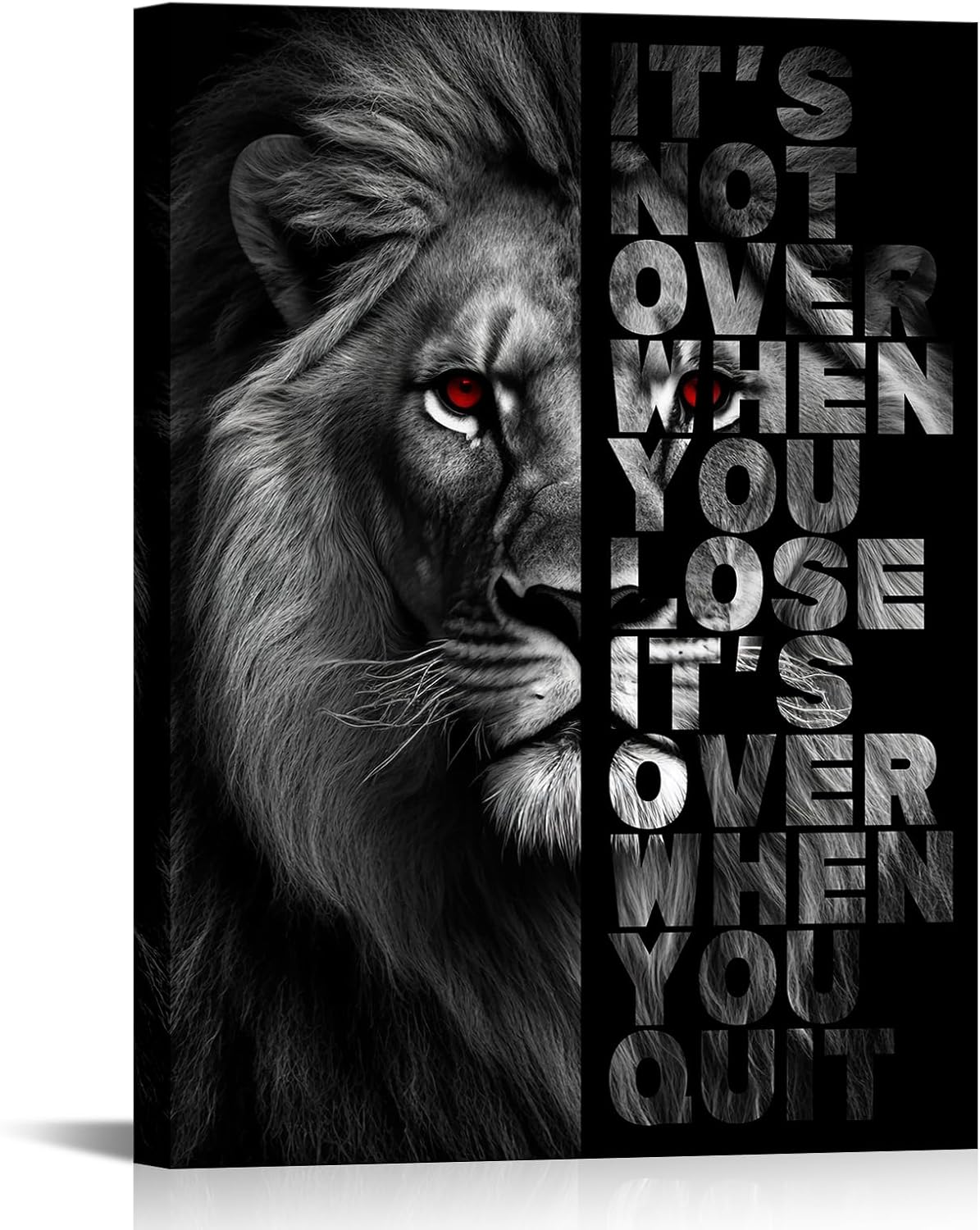 OuElegent Lion Inspirational Canvas Wall Art Entrepreneur Quotes Its Not Over When You Lose Picture Posters Framed Artwork for Office Home Decor Bedroom 24"x32"