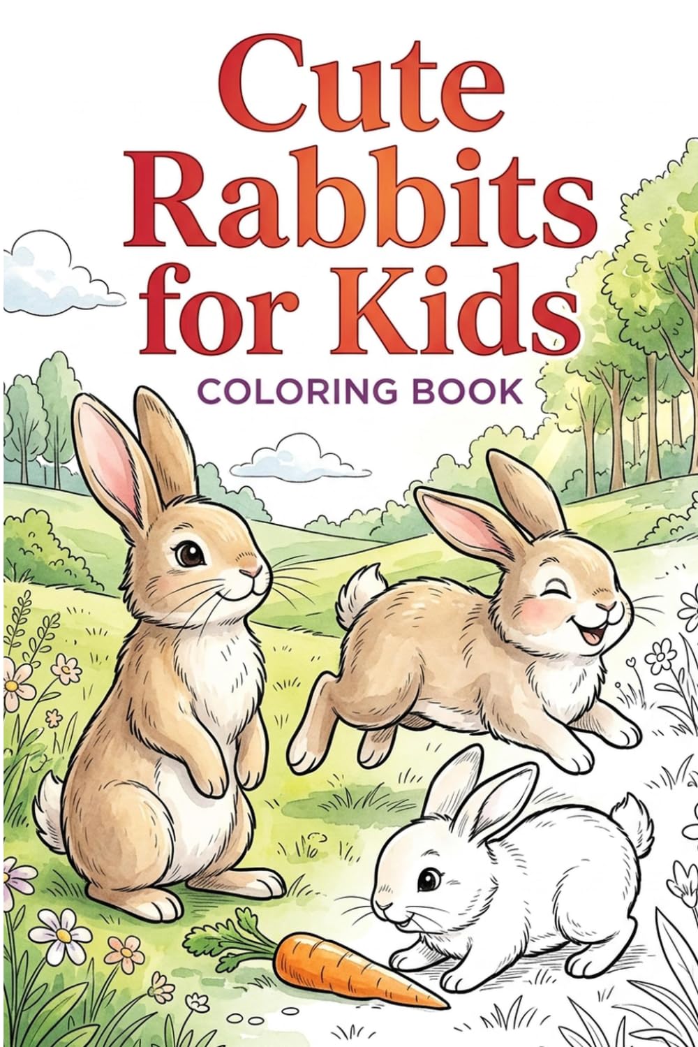 Cute Rabbits Coloring Book for Kids: 25 Delightful Rabbit Adventures to Color and Explore