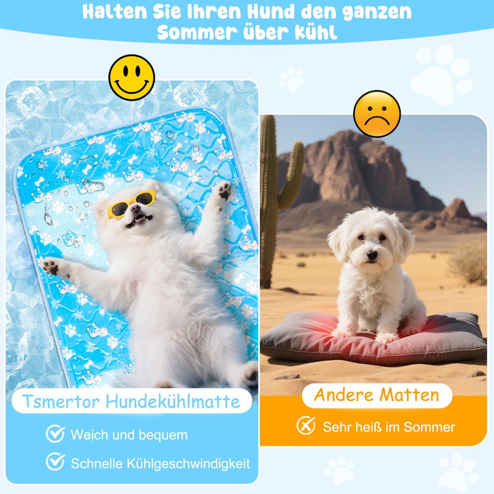 Tappetino refrigerante per cani 90x60cm extra spesso e autrostimolante, perfetto per l'estate e i viaggi, per cani di taglia piccola, media e grande, pieghevole e facile da pulire