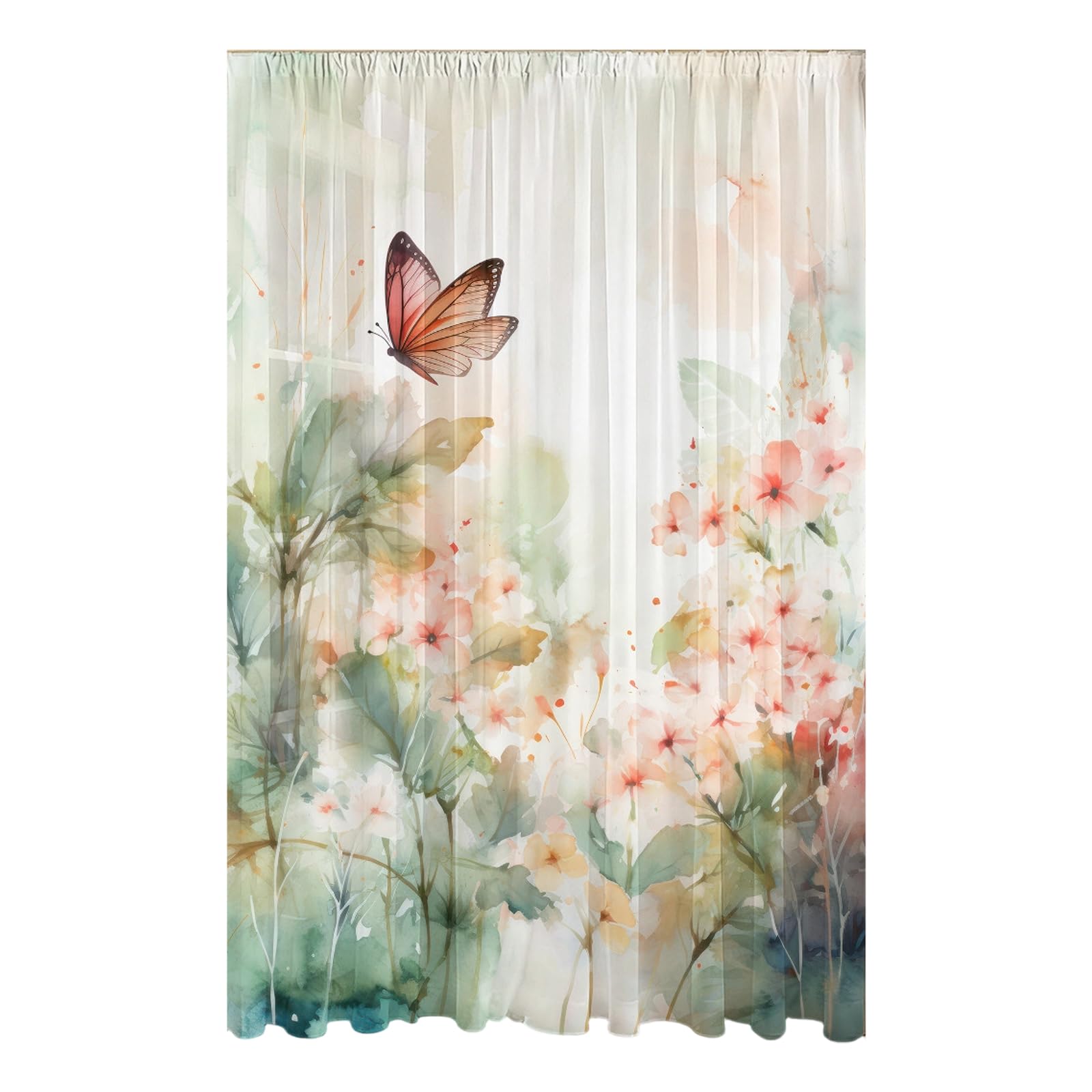 Qusinfc Nature Floral Window Drape Polyester Fabric Home Decor Room Darkening Polyester Window Voile Panel