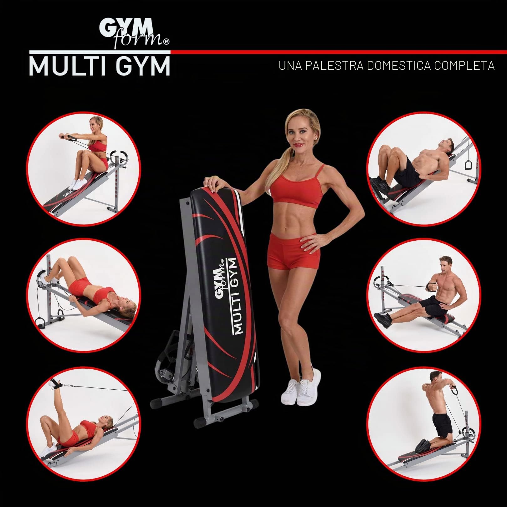 GYMFORM Macchina per Fitness Completa MULTI GYM, Pieghevole, Per la casa, Per il corpo, Più di 100 esercizi, Allenamento Total Body