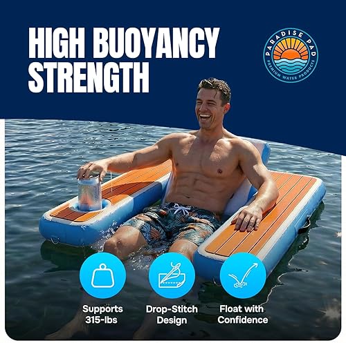 Miniatura 5 de Silla de lago inflable, silla flotante para piscina, lago, océano o barco. Silla de ocio para agua, silla de barco, silla de piscina, silla de