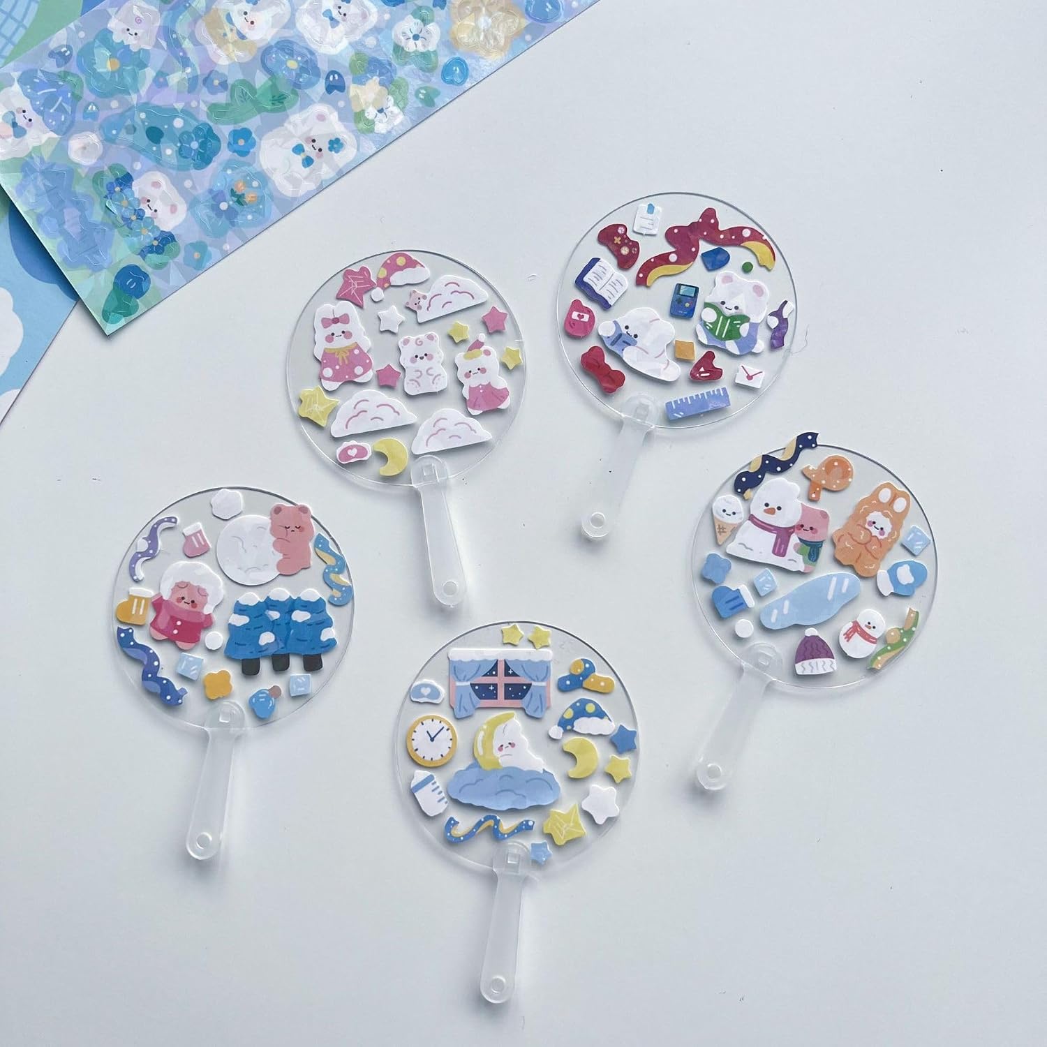 50Pcs 5cm Transparent Blank Hand Fan for Wedding Favors DIY, Clear Plastic Fan Blanks for Craft Projects, Party Decoration Supplies Birthday Bridal Shower (20PCS Circle)