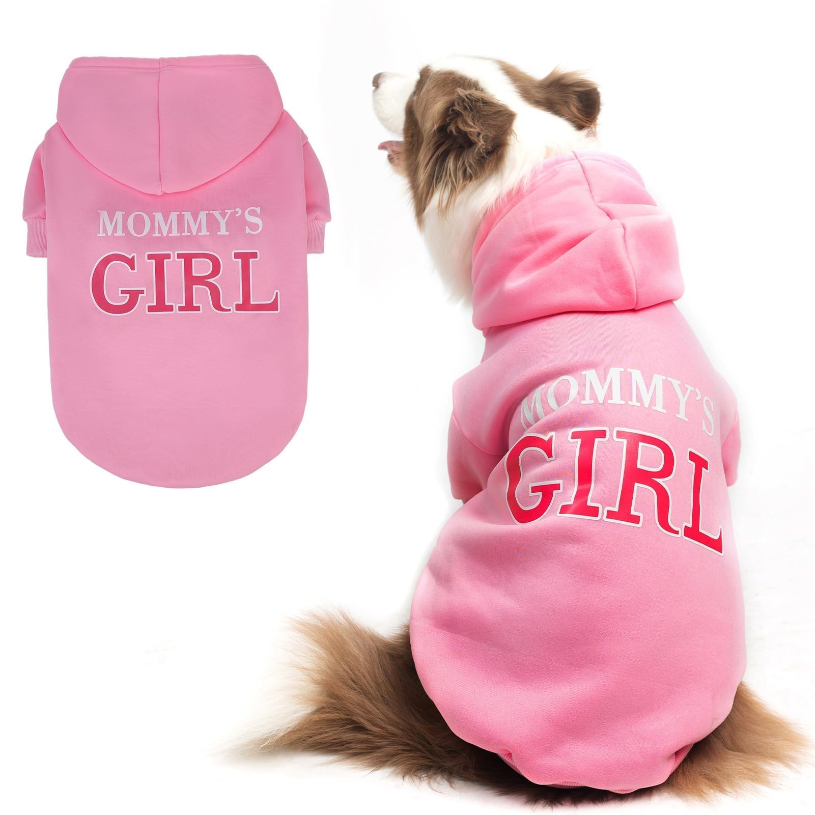 Sweat à capuche imprimé pour chien manteau d'hiver chaud rose taille petite