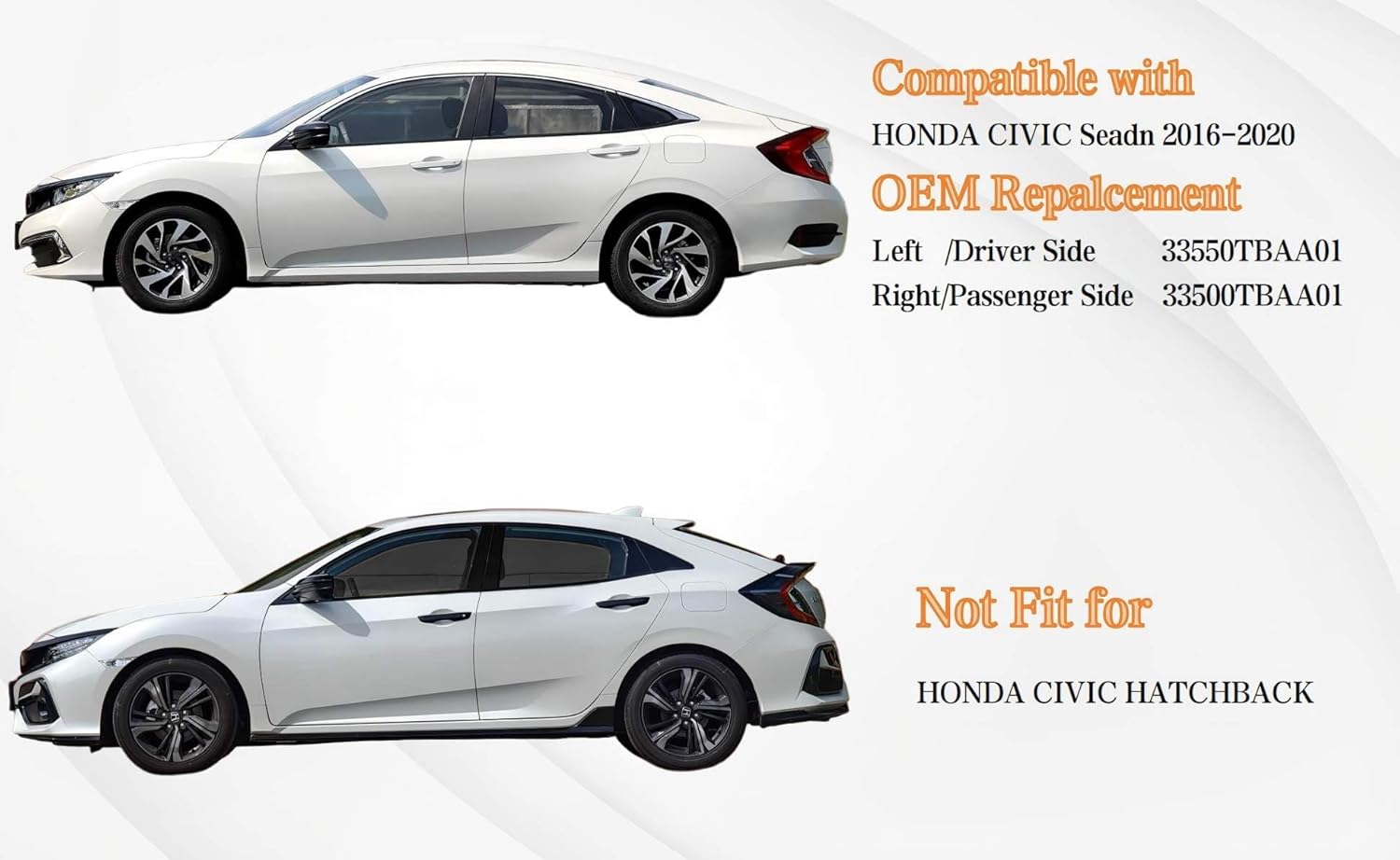 Tail Light Assembly Compatible with 2016-2020 Honda Civic Rear Right Outer(Passenger Side) -Bulb Included- Replacement for OEM 33500TBAA01-Plug and Play- Waterproof- Vehicle Specific Replacement