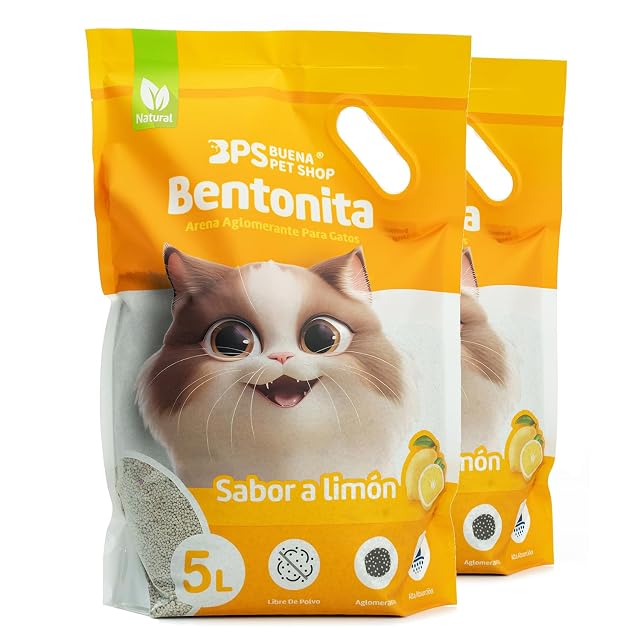 BPS Arena Aglomerante para Gatos de Bentonita 3.7kg Control de Olores y Limpieza Eficiente (Sabor Limon