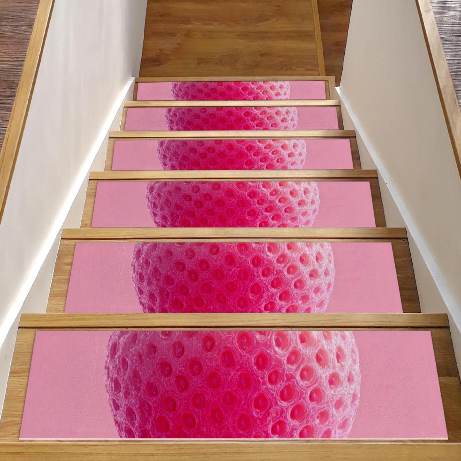 Tapis d'escalier antidérapants rose fraise lot de 15 pour marches bois