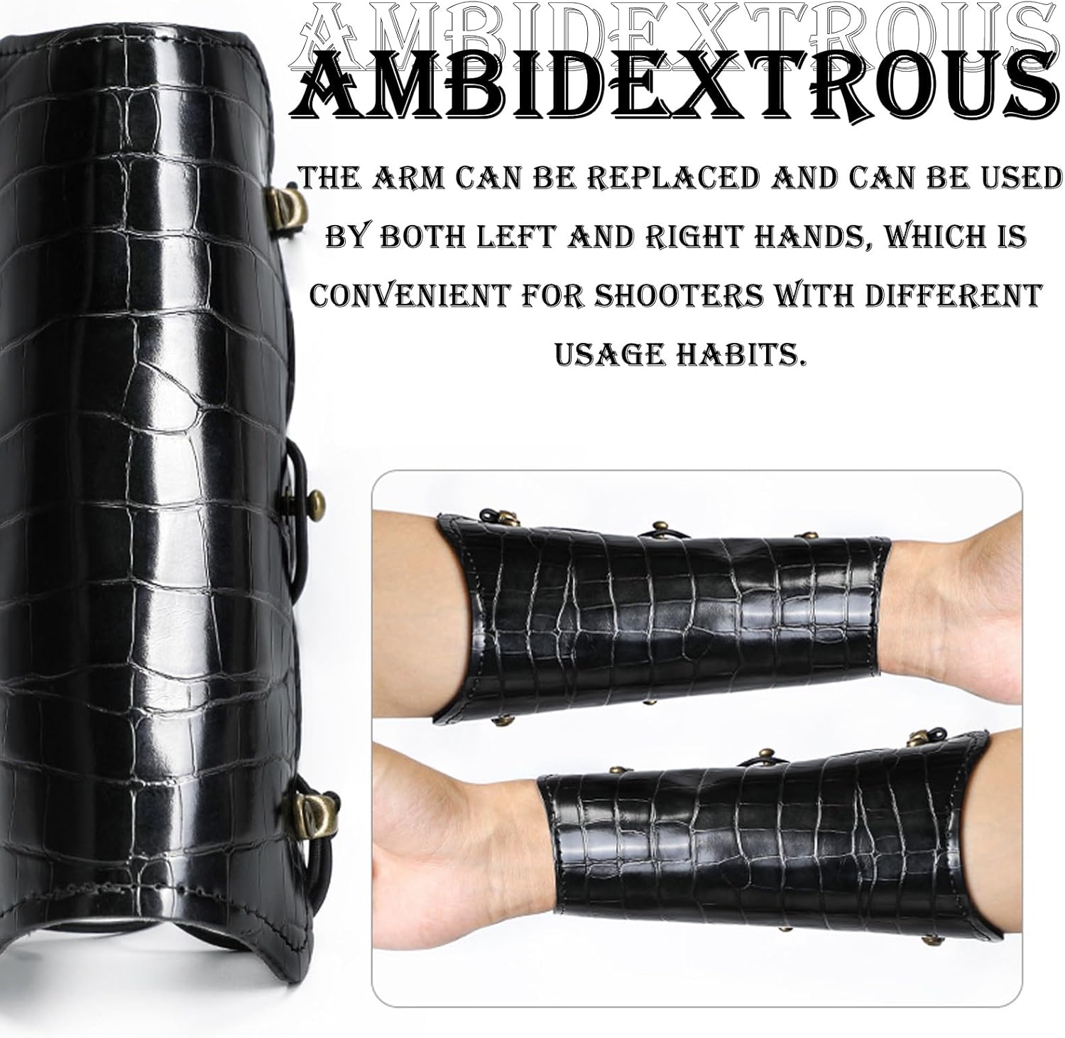 Handcrafted Leather Archery Arm Bracers Shooting Gloves Adjustable for Target Practice Hunting Arm Guard Wrist Cuff Gauntlet Unisex Renaissance Bracer